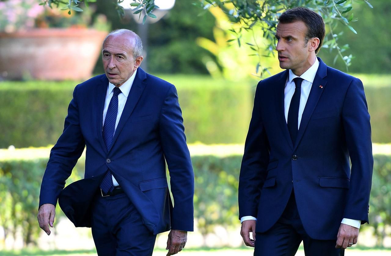 <b></b> Gérard Collomb, alors encore ministre de l’Intérieur, et le président Emmanuel Macron, le 26 juin 2018. 