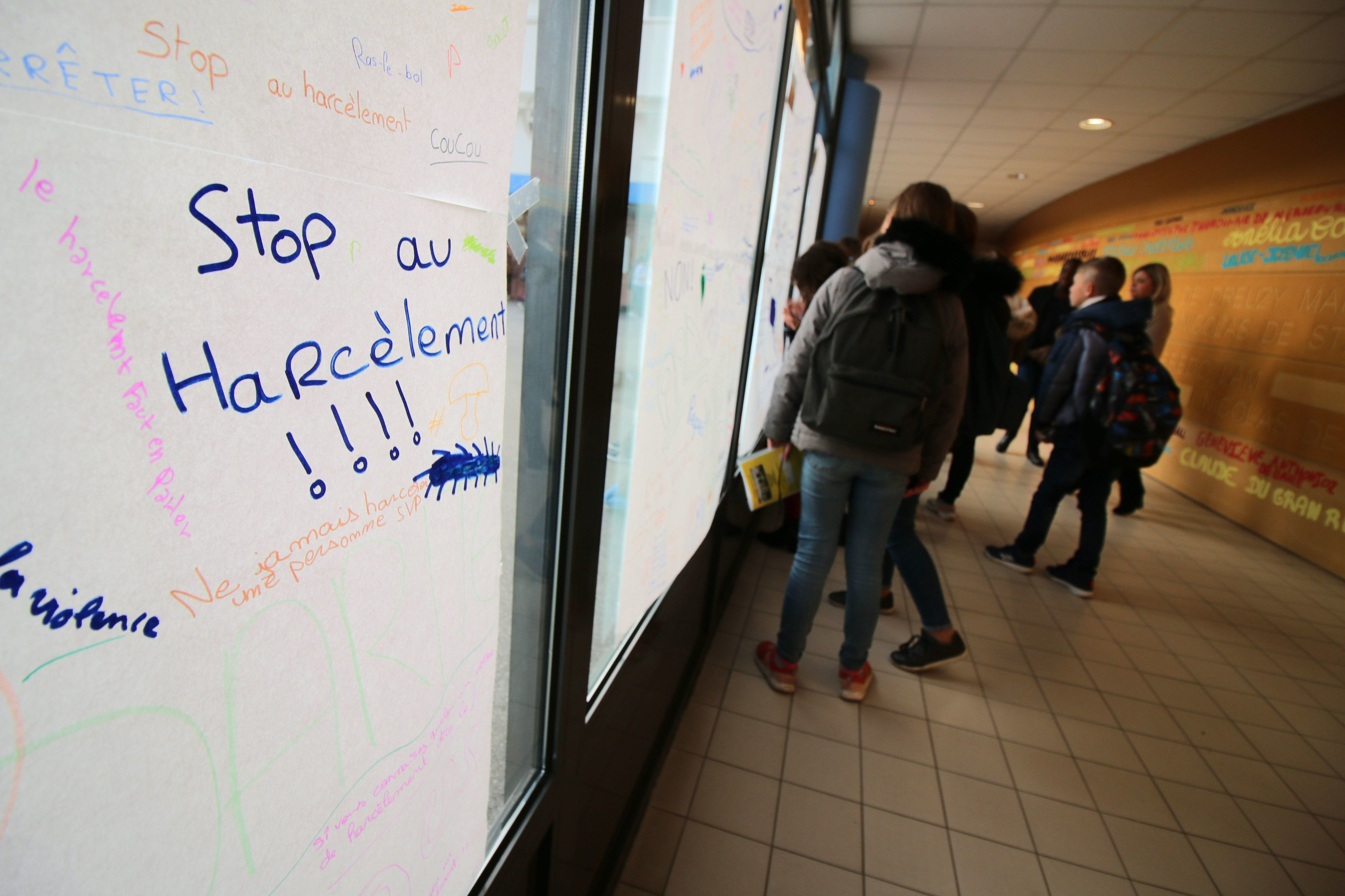 Un message contre le harcèlement dans un collège. (Illustration). LP/Julien Barbare