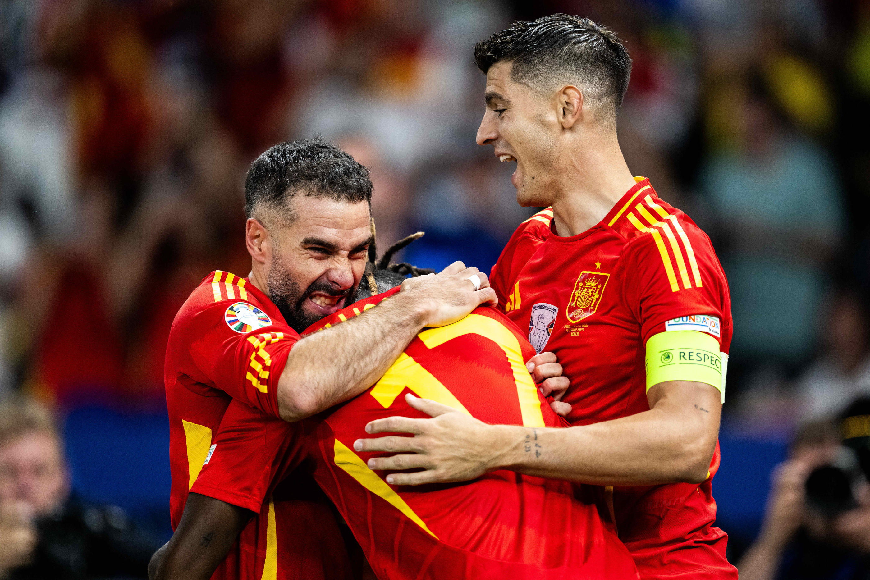 La joie de Nico Williams, Dani Carvajal et Alvaro Morata, champions d'Europe. Icon Sport