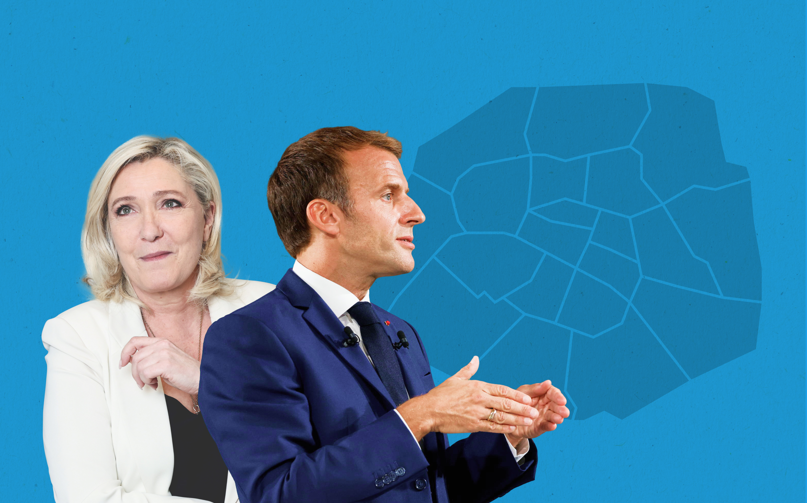 Emmanuel Macron est arrivé largement en tête ce dimanche soir à Paris avec 85,3% des suffrages. /Collage Datagif pour Le Parisien