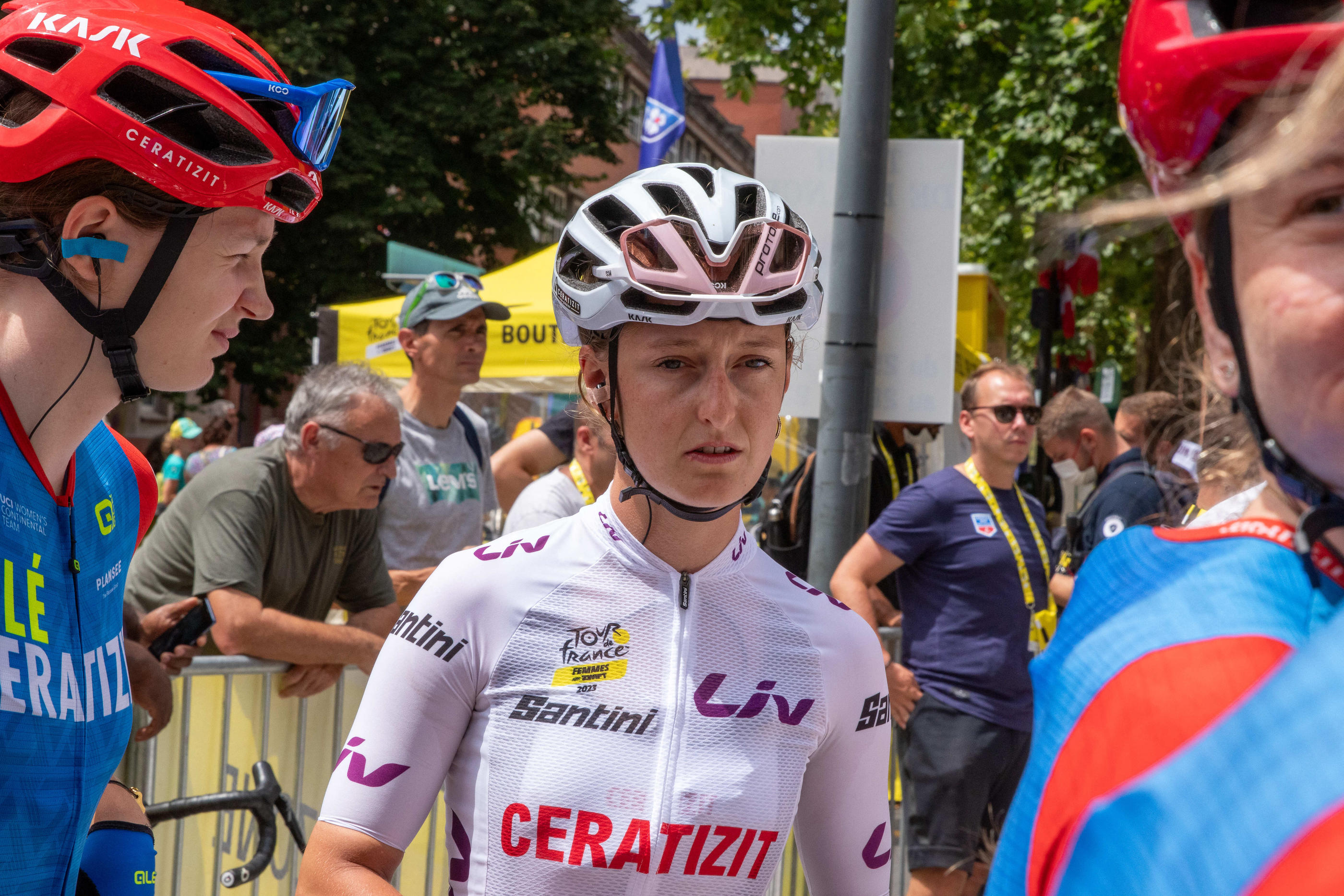 Il n'y a pas eu de victoires françaises, mais le maillot blanc de meilleure jeune de Cédrine Kerbaol laisse augurer de belles choses sur le Tour de France l'an prochain. Abaca/Icon Sport