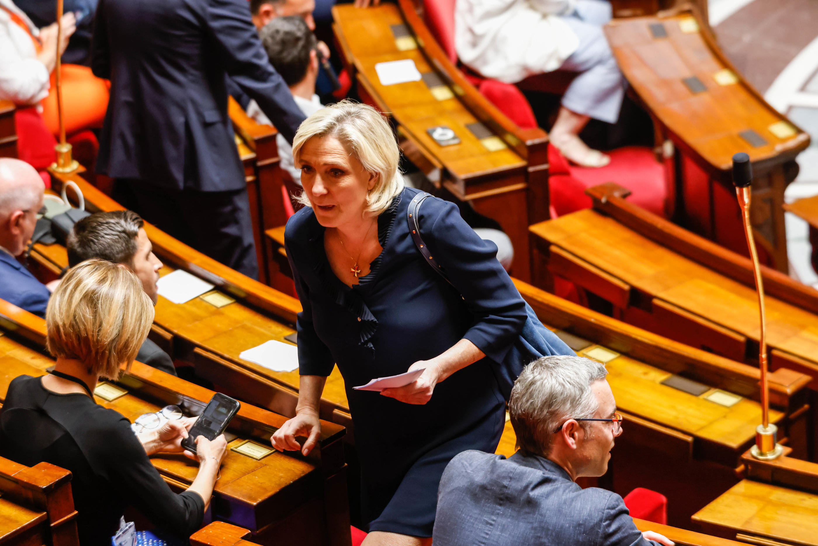 Marine Le Pen, députée RN du Pas-de-Calais, lors de l'élection du nouveau président de l'Assemblée Nationale, le 18 juillet. LP/Olivier Corsan