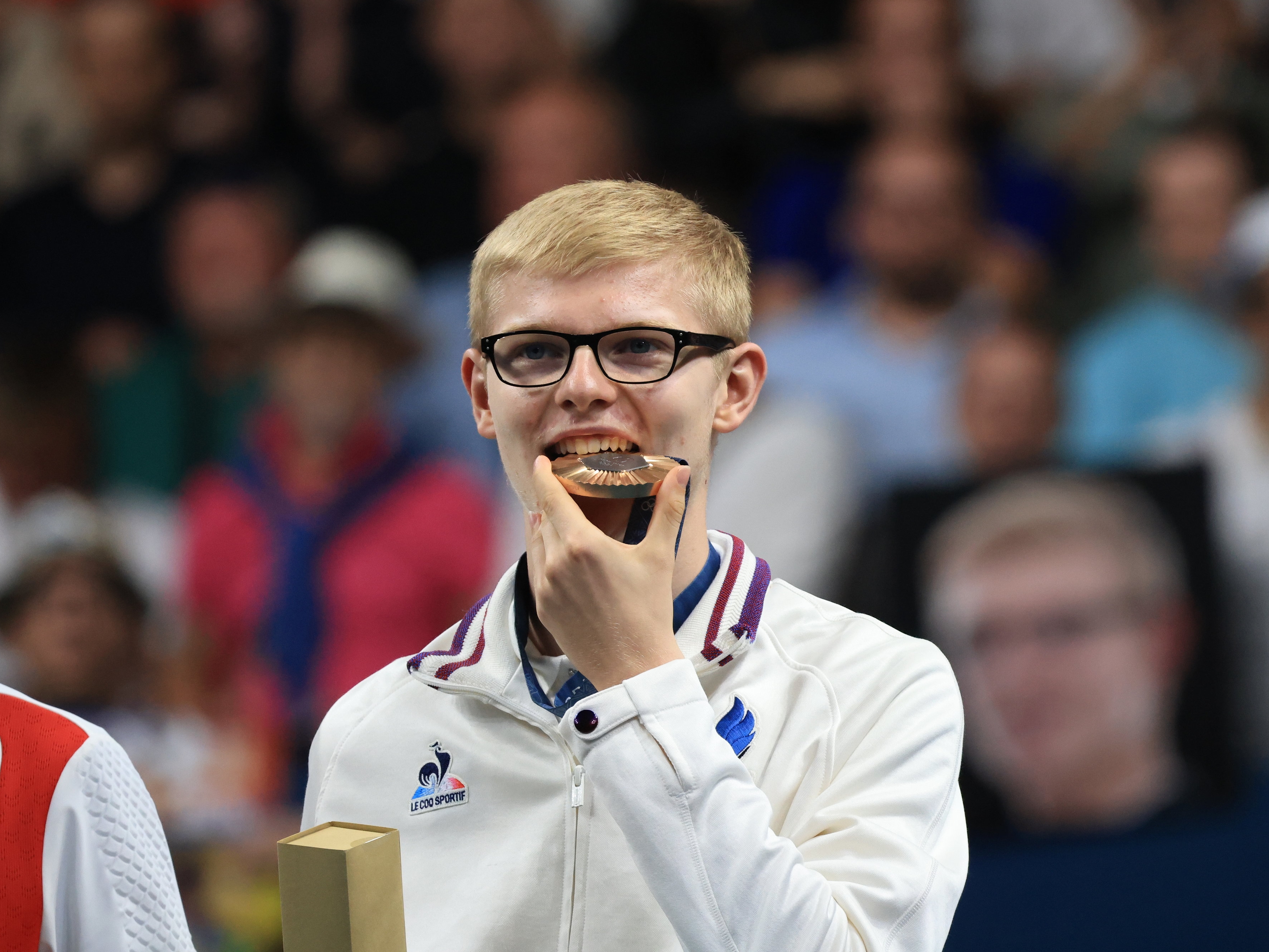 Félix Lebrun est le premier Français médaillé en simple du tennis de table depuis Jean-Philippe Gatien en 1992. LP / Olivier Arandel