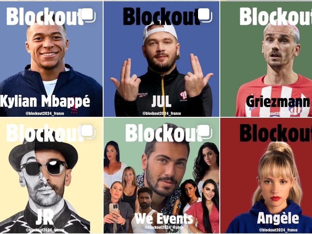 Le mouvement américain «block out» prend de l’ampleur en France et appelle au boycott massif de chanteurs, hommes politiques, stars, accusés de ne pas condamner «le génocide à Gaza». (Capture d'écran) Instagram/Blockout2024