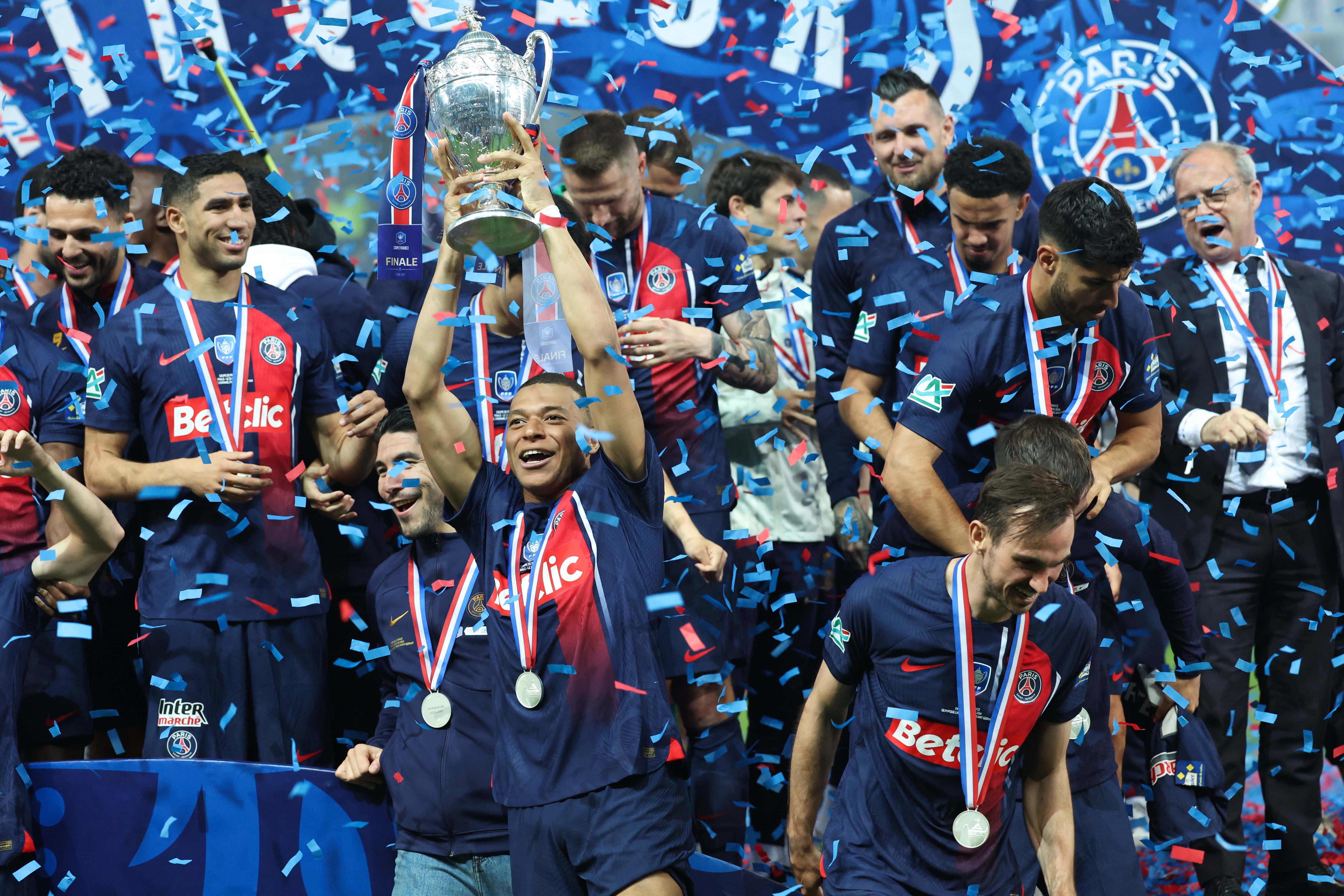 La finale de la Coupe de France, entre le PSG et l'OL, remportée par le club de Kylian Mbappé (2-1), a tenu en haleine 4,46 millions de téléspectateurs ce samedi 25 mai. LP/Arnaud Journois