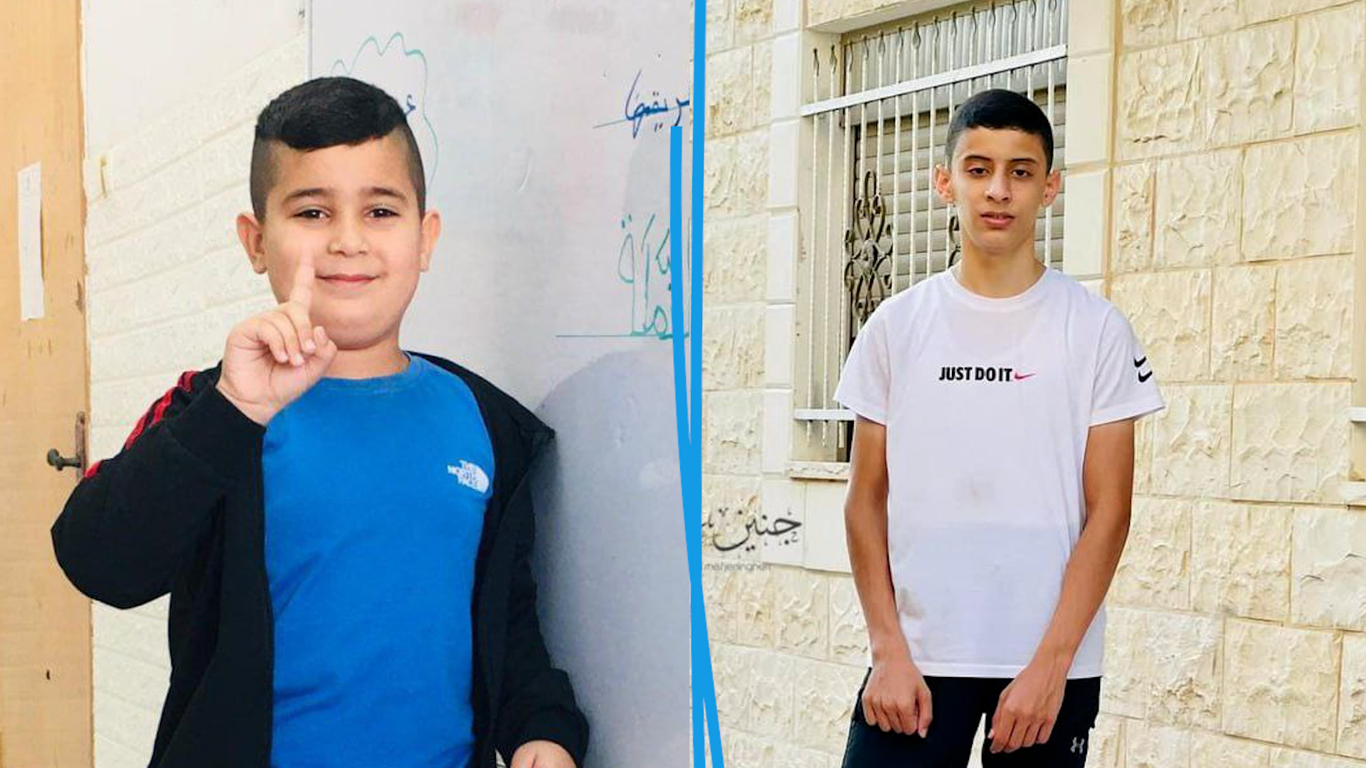 De gauche à droite : Adam Al-Ghoul, 9 ans. et Bassem al-Wafa, 15 ans.