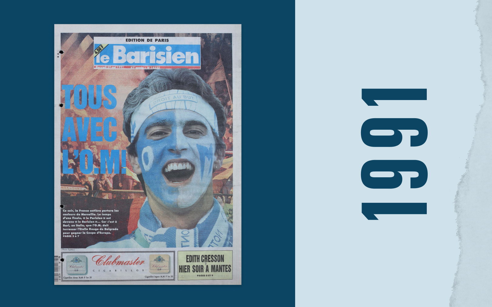 Le 29 mai 1991, notre journal consacré six pages au match qui aurait pu faire entrer Marseille dans l'histoire du football européen. Le Parisien -DA