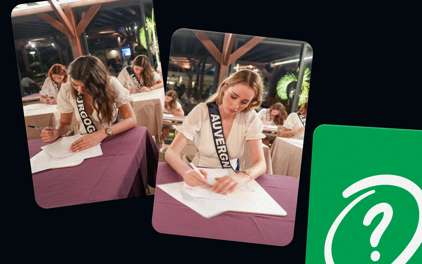 Miss Bourgogne et Miss Auvergne planchent sur le test de culture générale en Guyane. LP/Yves Jaeglé