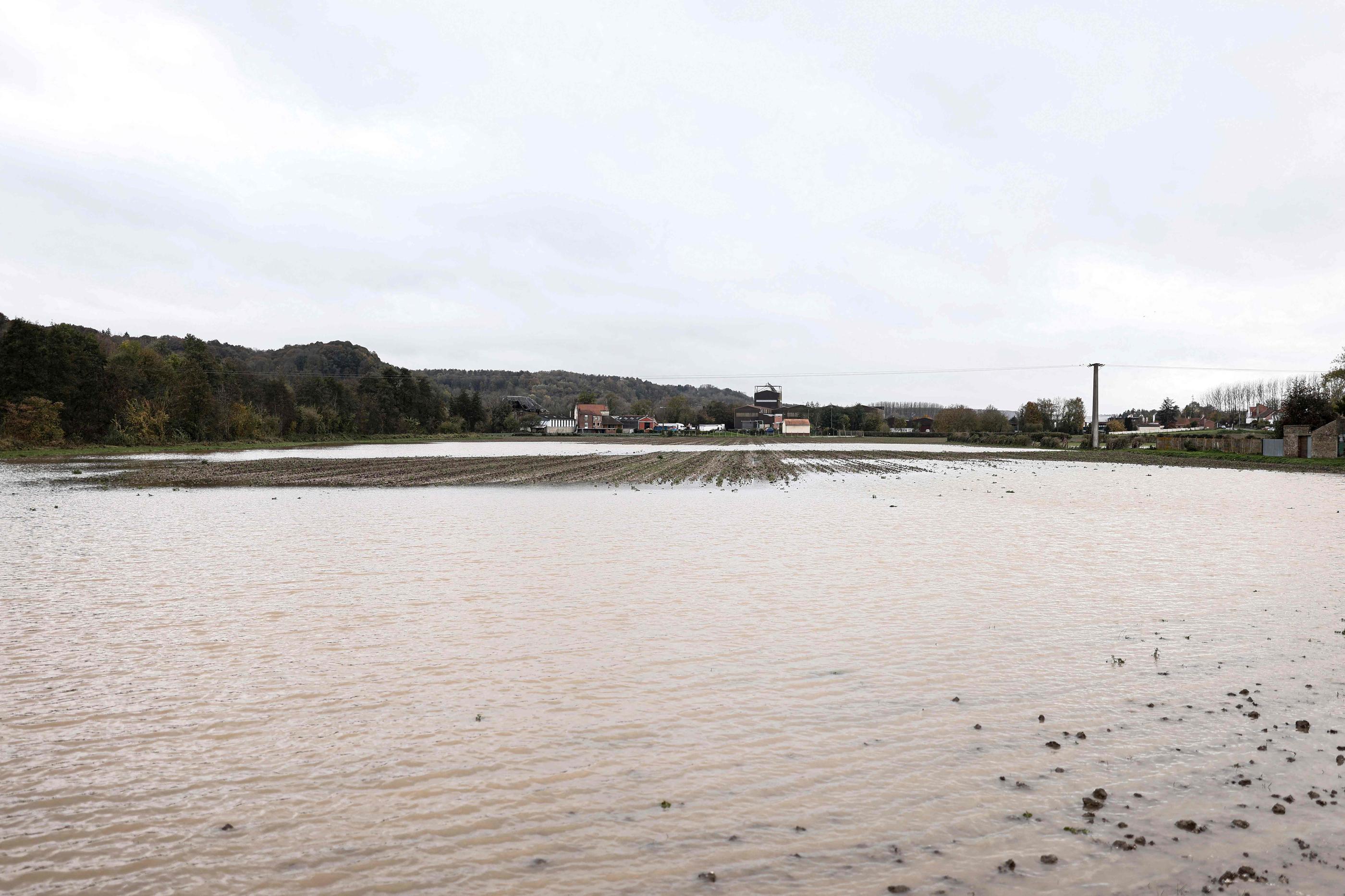 Dans le Pas-de-Calais, en vigilance rouge pour les crues, le fleuve l’Aa connaît une crue historique. AFP/Sameer Al-Doumy
