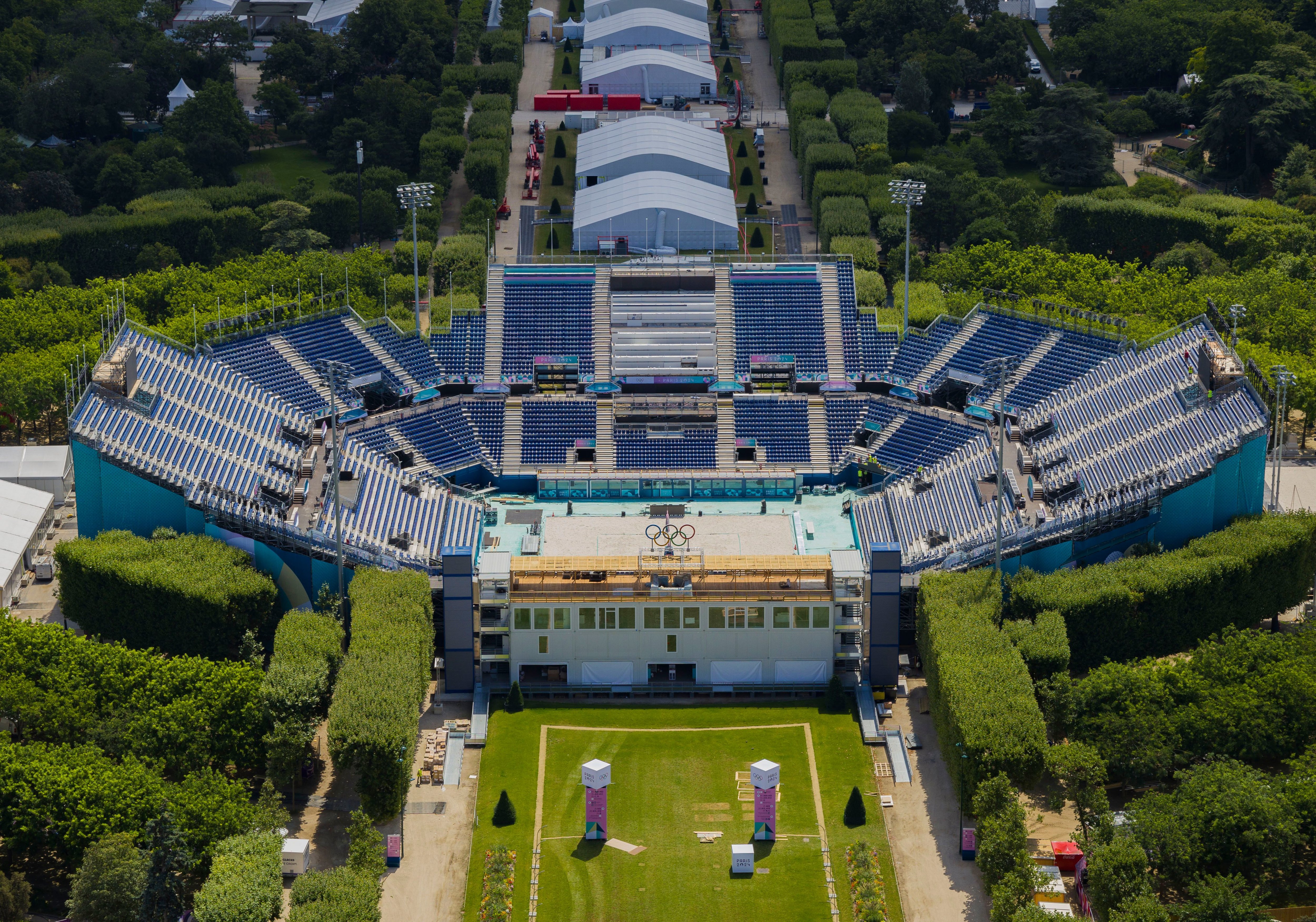 Au Stade tour Eiffel, accessible notamment en RER C, le beach-volley sera à l'honneur. LP/Alexandre Delaitre