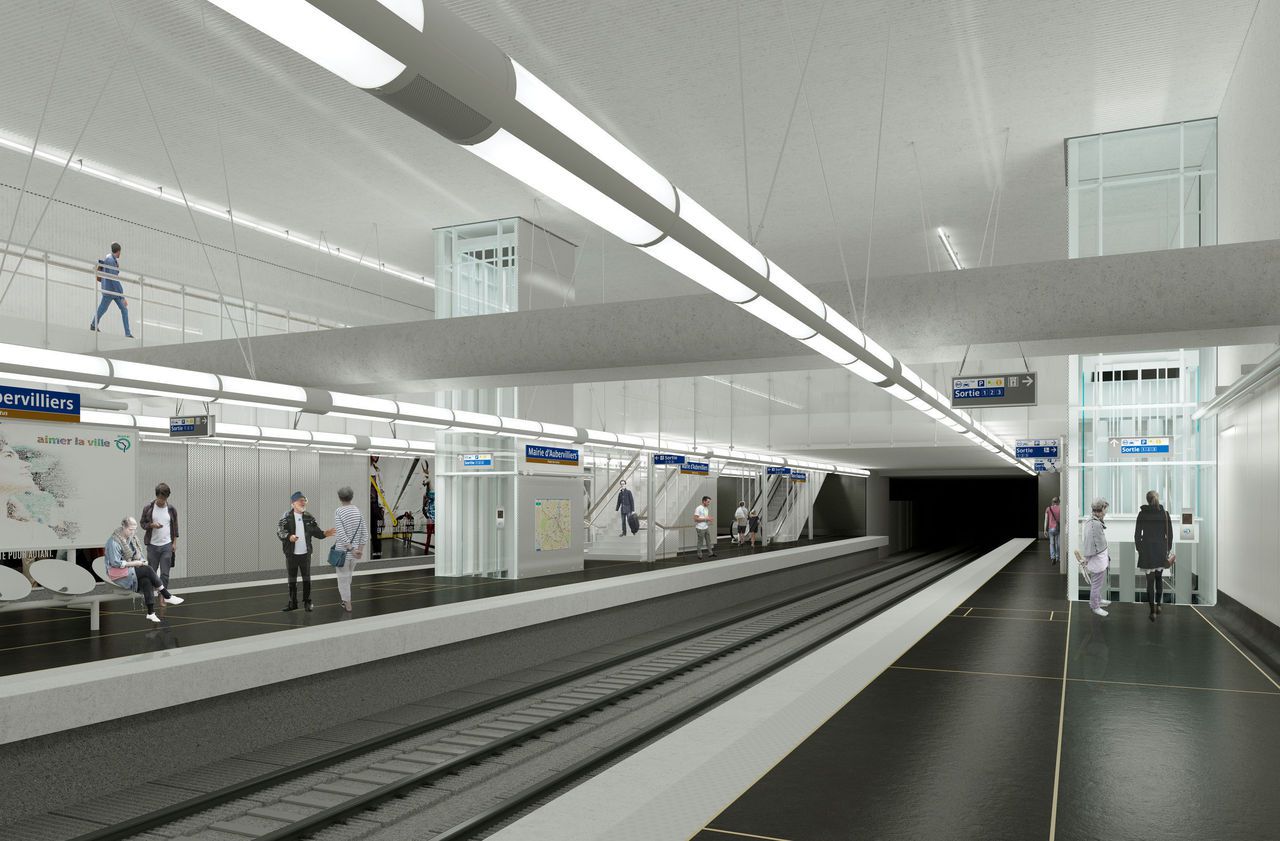 La station Mairie-d'Aubervilliers sera l'une des deux nouvelles gares qui ouvriront aux voyageurs sur la ligne 12, au printemps prochain. /Visuel RATP