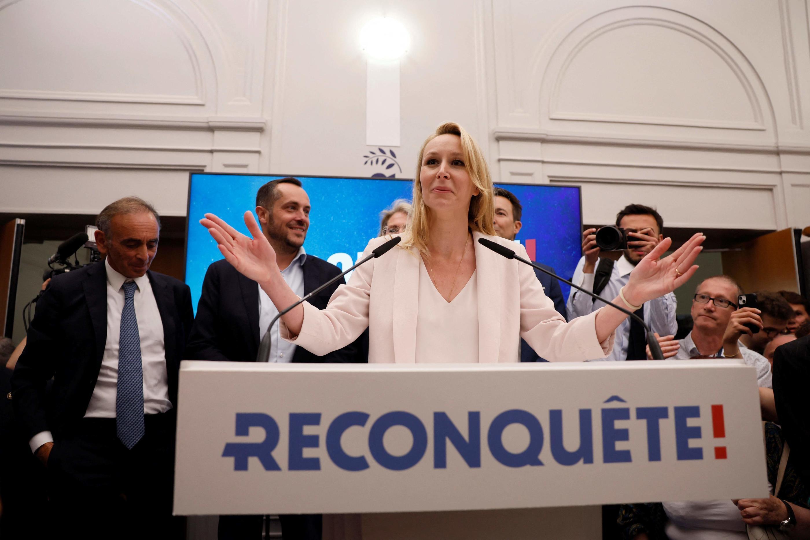 Marion Maréchal termine 3e aux élections européennes dans le XVIe arrondissement de Paris. Ian LANGSDON / AFP