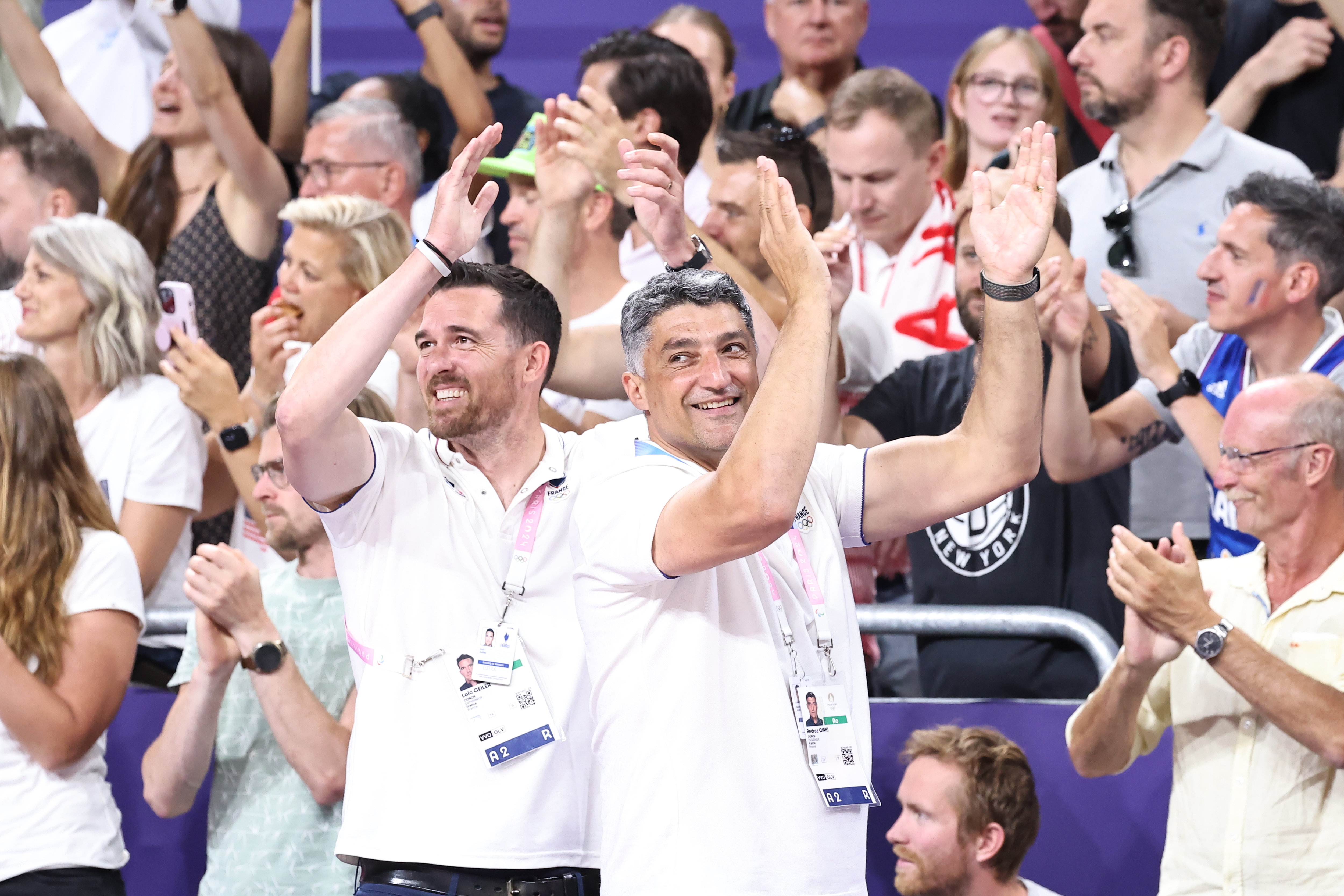 La joie d'Andrea Giani (au centre) champion olympique avec les Bleus. LP/Fred Dugit