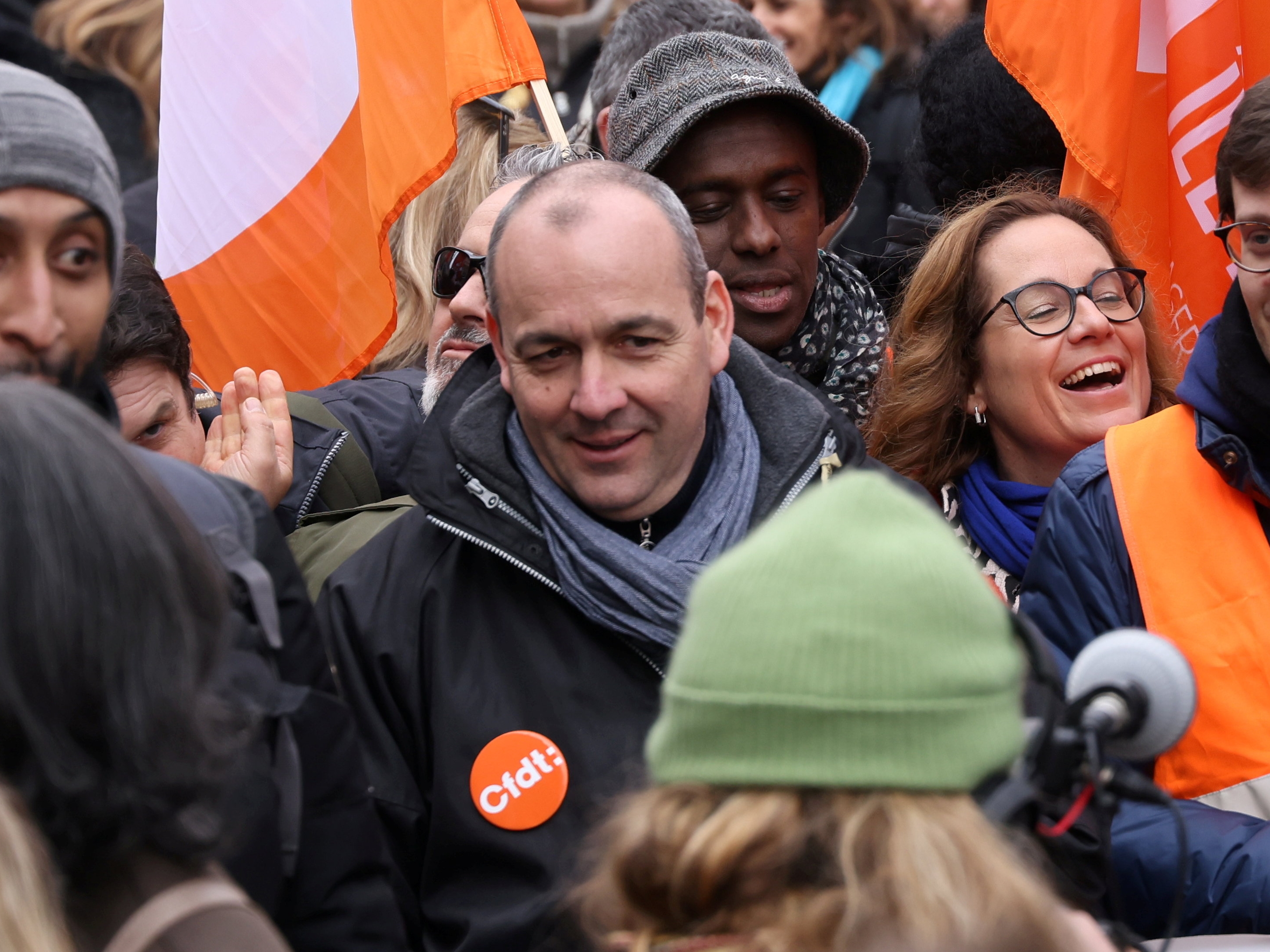 Laurent Berger dans le cortège parisien de la manifestation contre la réforme des retraites, le 11 février dernier. LP/Jean-Baptiste Quentin