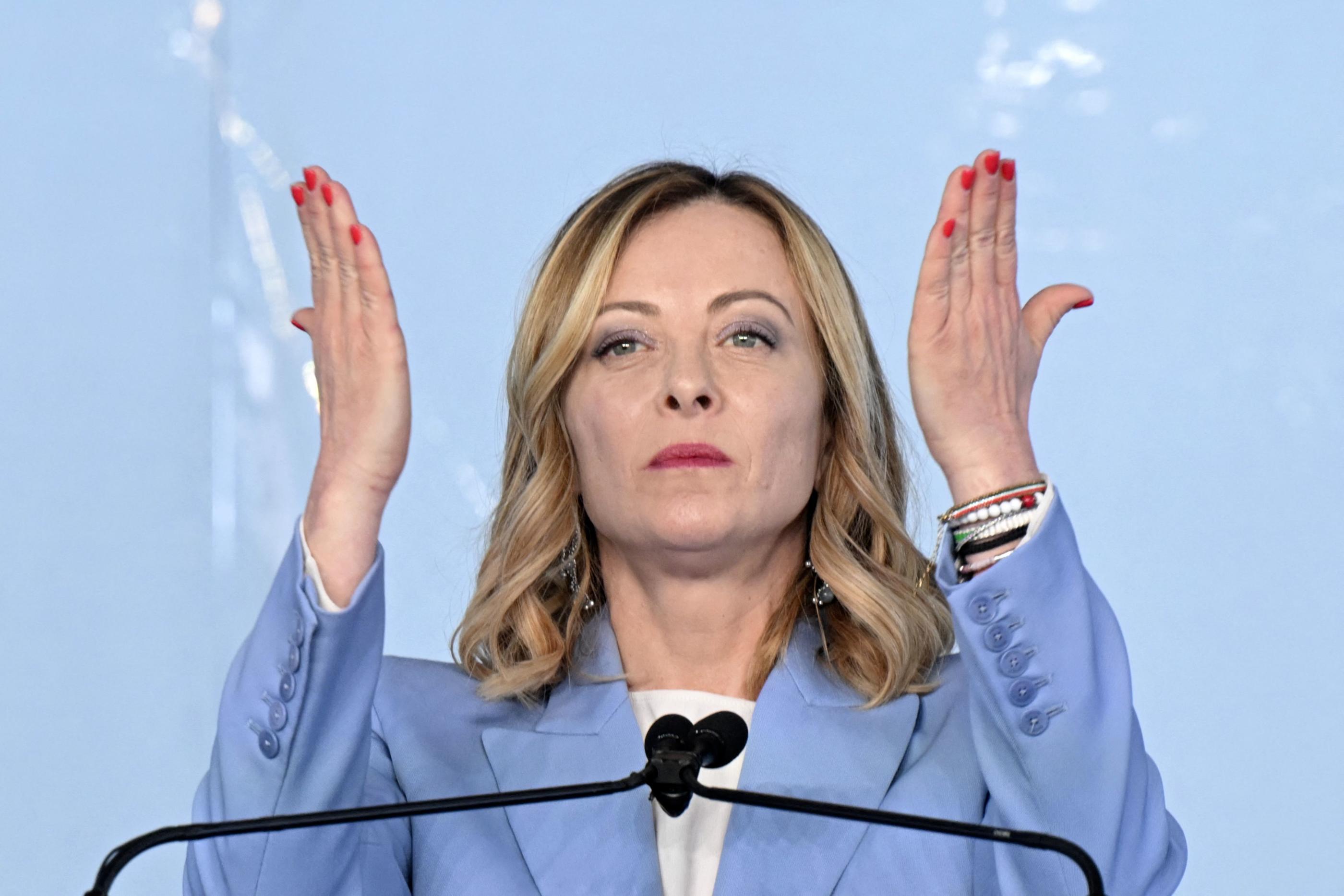 La Première ministre italienne Giorgia Meloni sera tête de liste de son parti d'extrême droite aux européennes. AFP / Tiziana Fabi