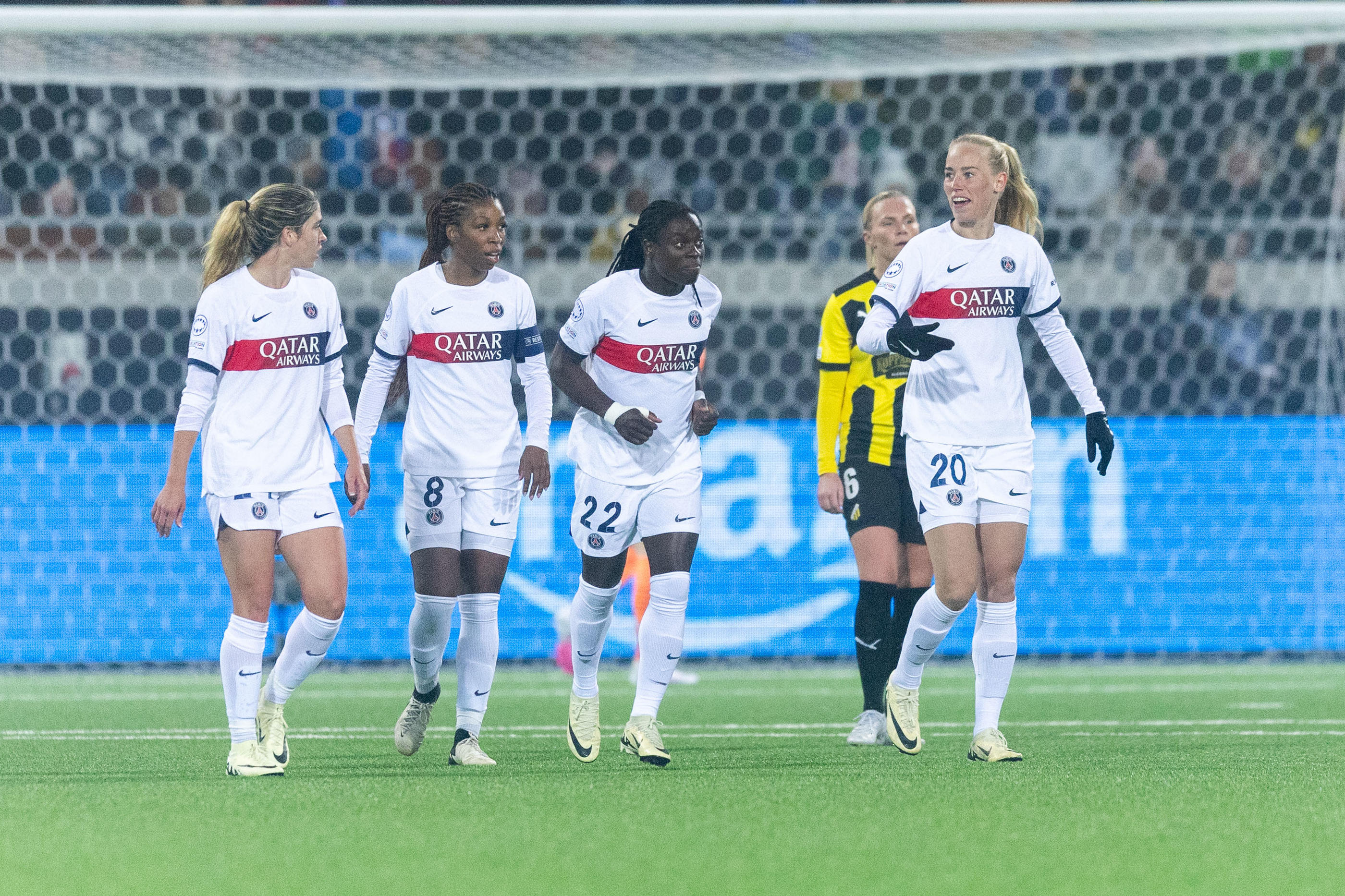 Le PSG féminin s'est imposé 2-1 grâce 
à des buts de Gaetino et Chawinga en quart de finale aller de Ligue des champions face à Häcken. Icon Sport