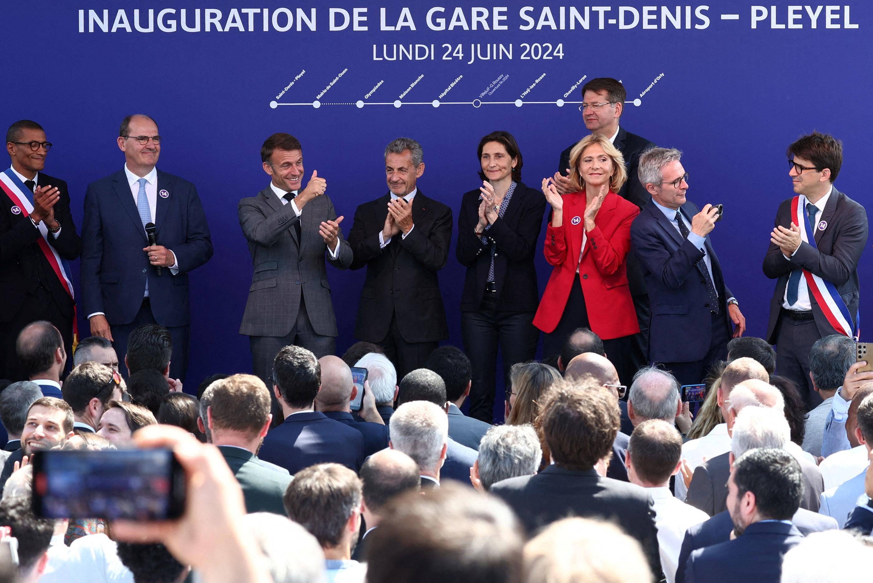 Gare de Saint-Denis-Pleyel, lundi 24 juin. De Jean Castex à Valérie Pécresse, en passant par Emmanuel Macron et Amélie Oudéa-Castéra, ils étaient tous présents à l'inauguration de la nouvelle station… sauf Anne Hidalgo, à qui les deux premiers nommés n'ont pas manqué de faire allusion. Yves Herman