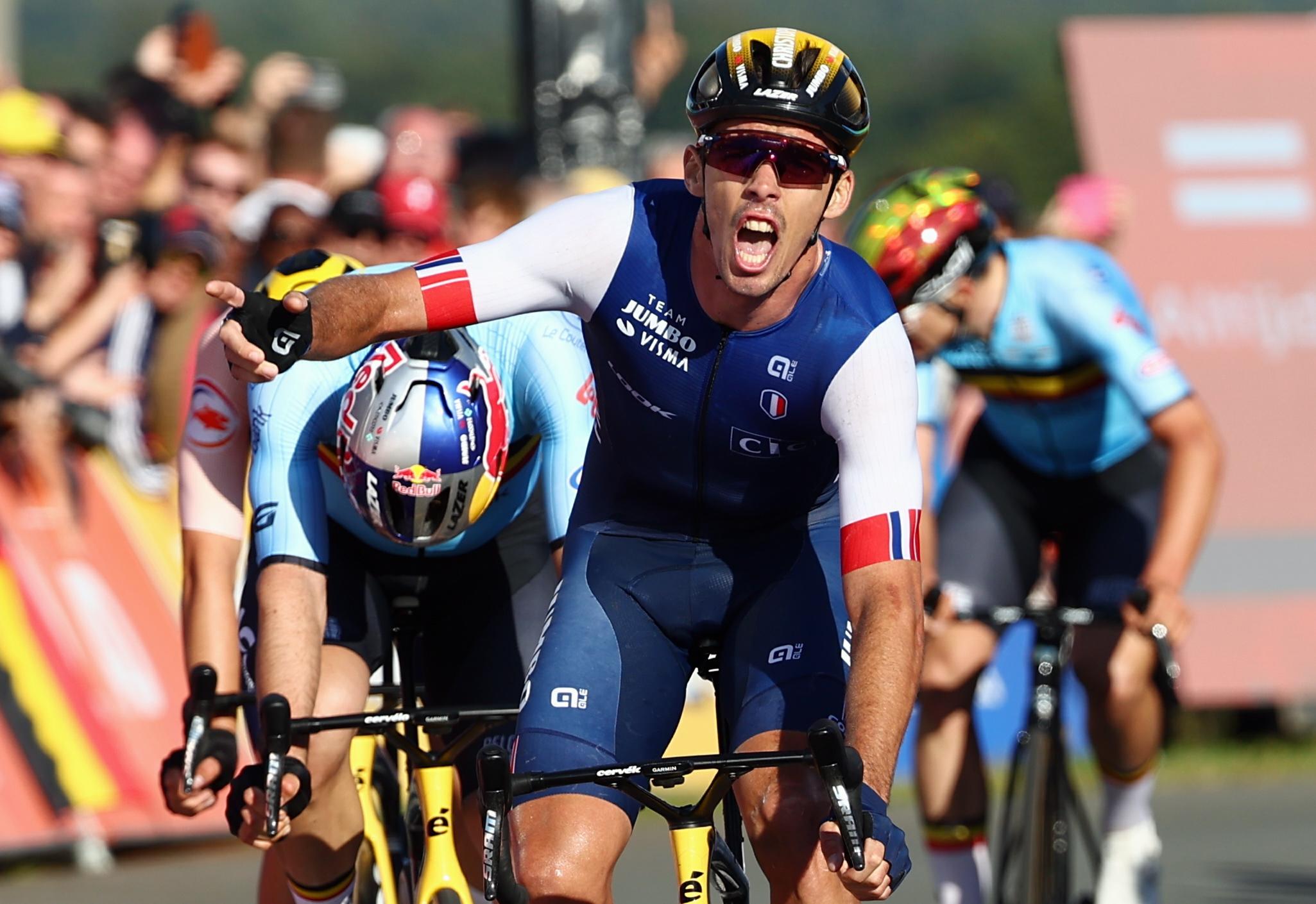 Christophe Laporte exulte lors de sa victoire aux Championnats d'Europe l'an passé. Icon sport