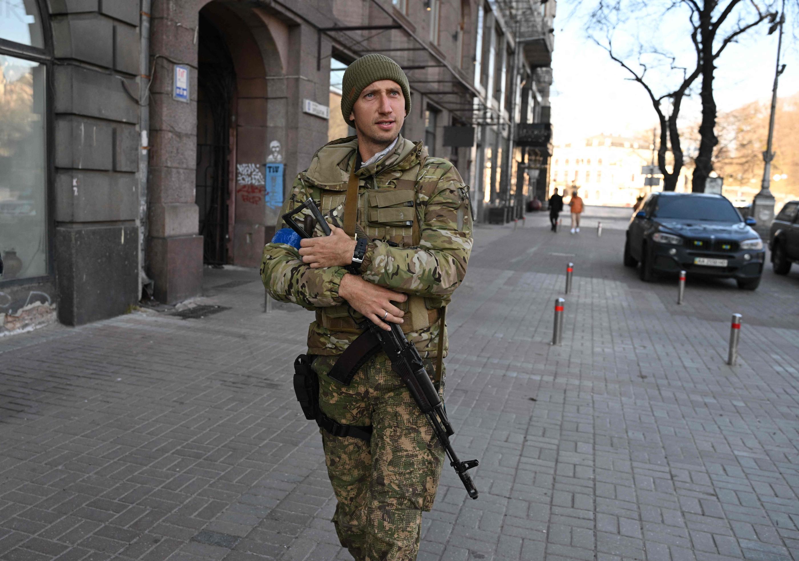 Sergiy Stakhovsky se bat pour son pays, l'Ukraine, dans la guerre contre la Russie. AFP/Sergei Supinsky