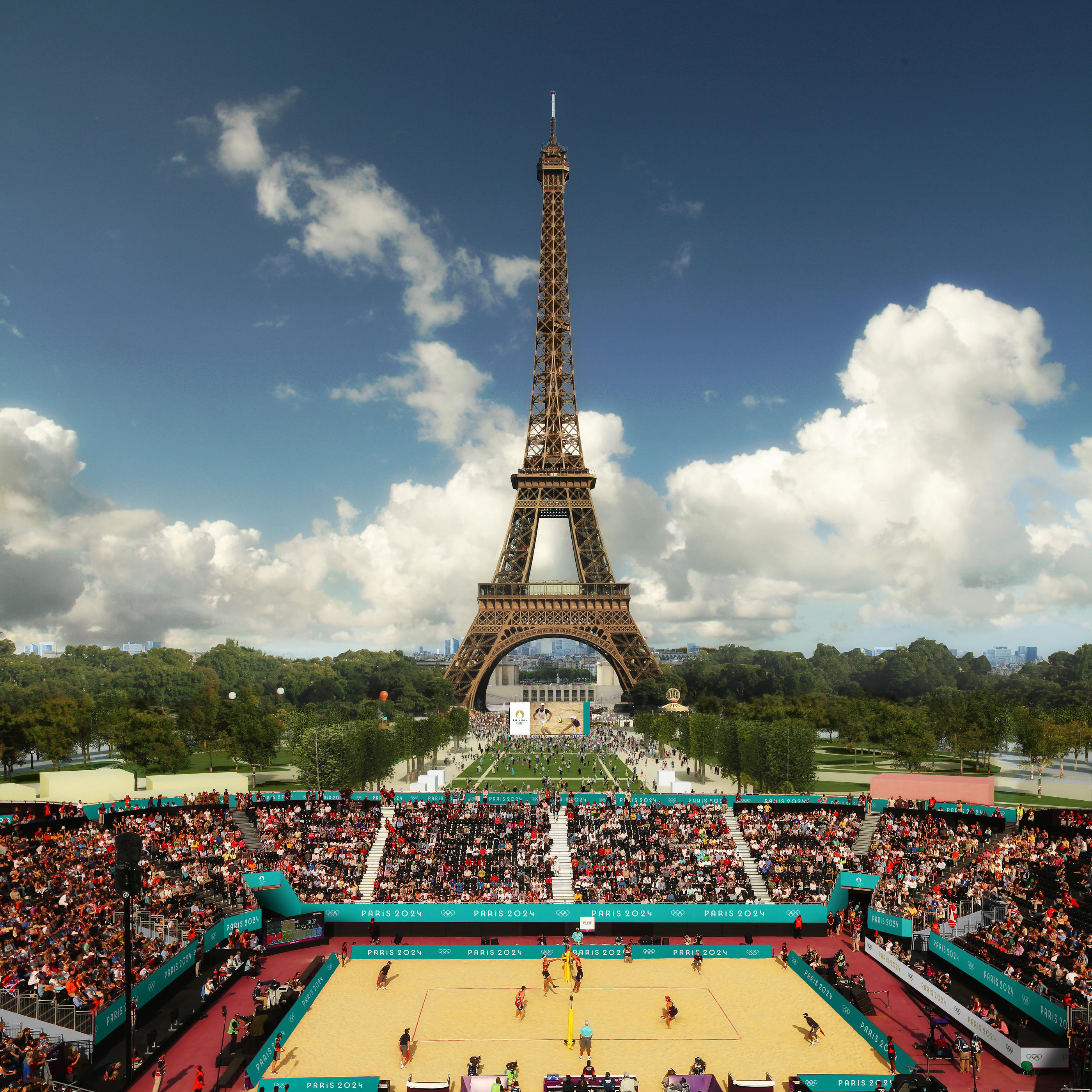 Obtenir des places pour les compétitons de son choix (ici, le beach-volley au stade tour Eiffel) va demander un peu de chance et pas mal d'organisation (Visuel 3D). DR