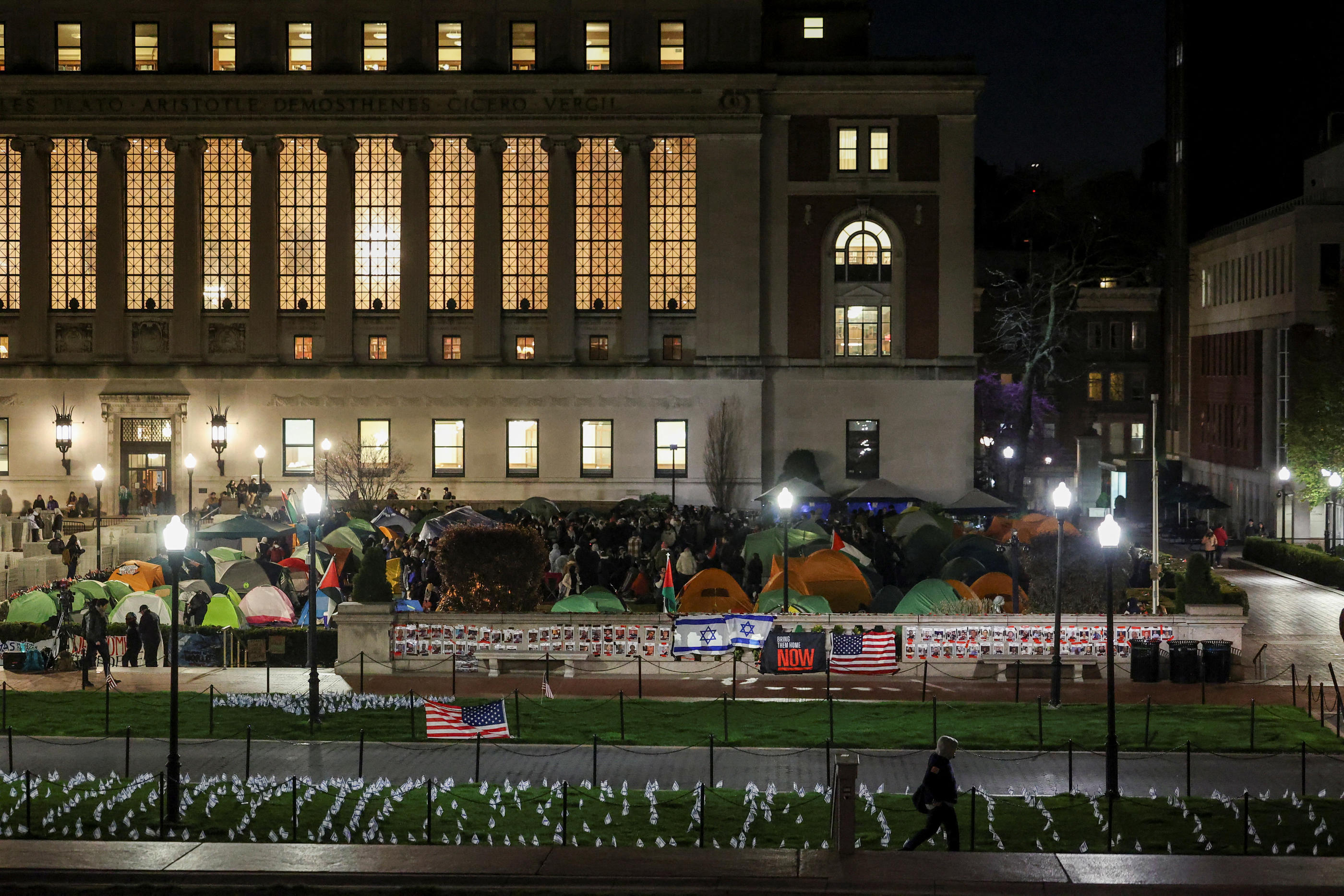 Environ 200 étudiants se sont installés sur le campus de Columbia pour protester contre la guerre à Gaza. REUTERS/Caitlin Ochs