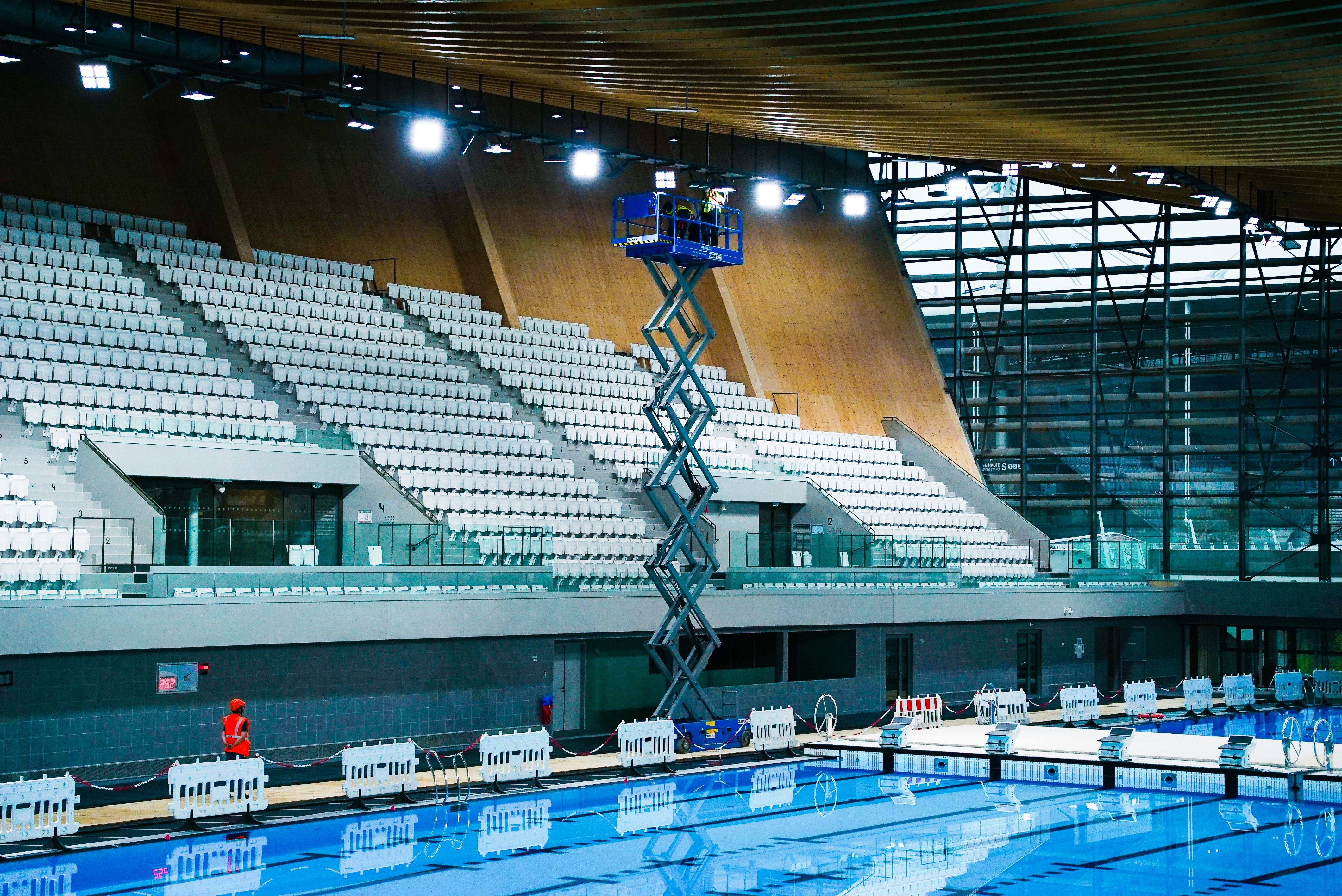 Saint-Denis (Seine-Saint-Denis). SLX effectue les derniers tests au Centre aquatique olympique, avant ceux du bassin de la Défense Arena (Hauts-de-Seine). DR