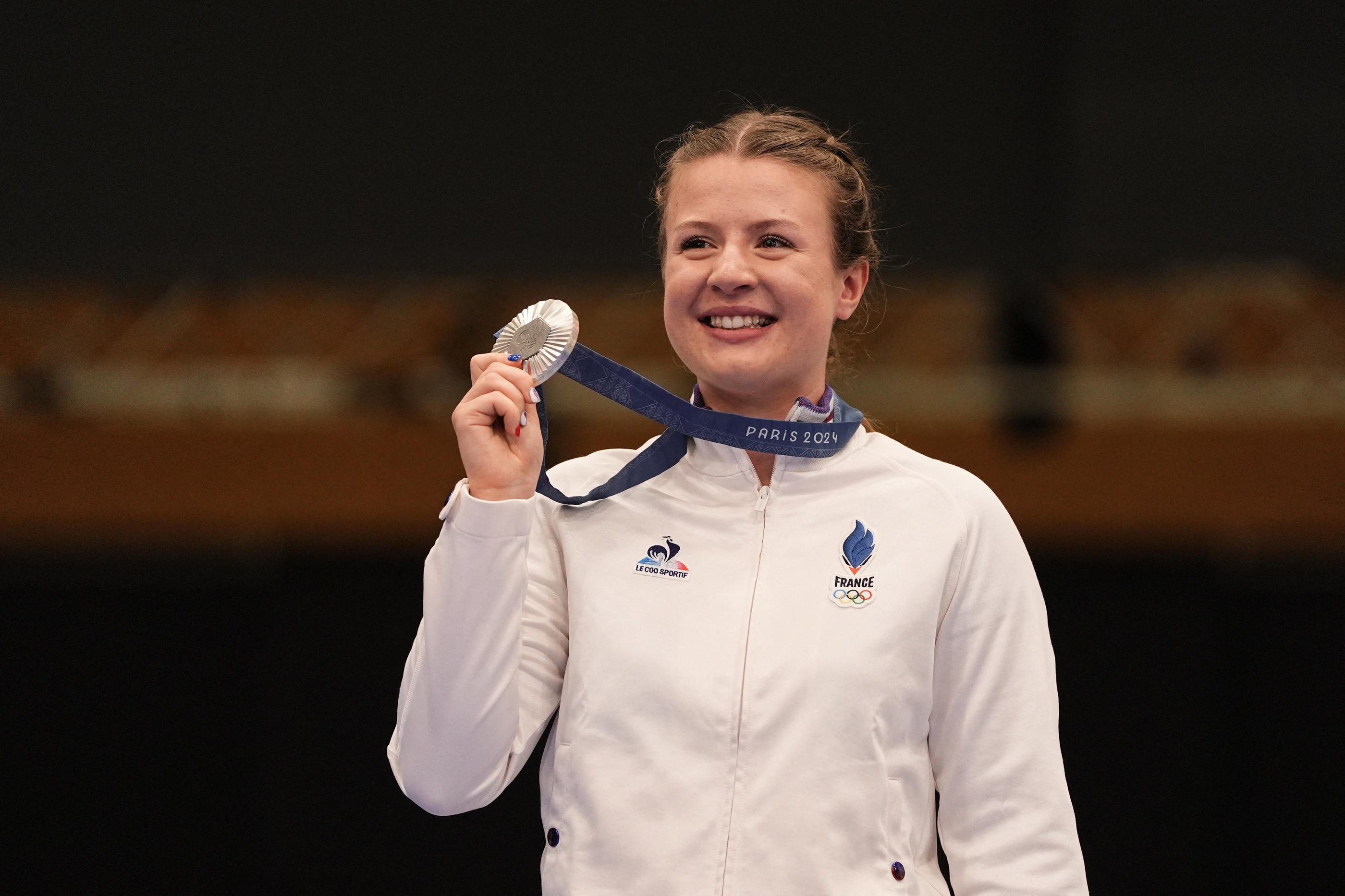 La tireuse française Camille Jedrzejewski a échoué en finale face à la Coréenne du sud Yang Jiin et prend la médaille d'argent. REUTERS/Amr Alfiky