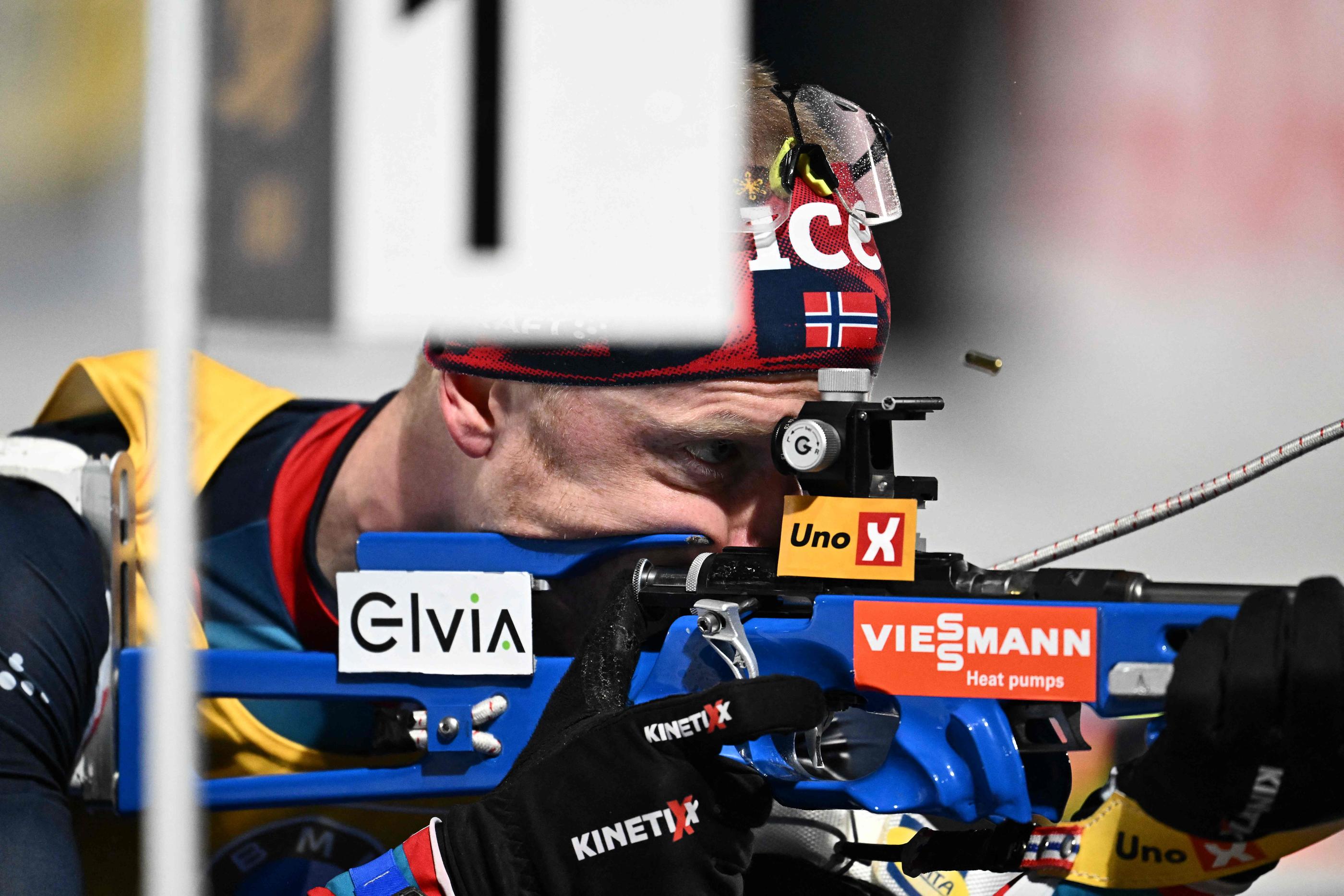  Johannes Boe a conservé son titre de champion du monde de poursuite, ce dimanche (Joe Klamar / AFP).