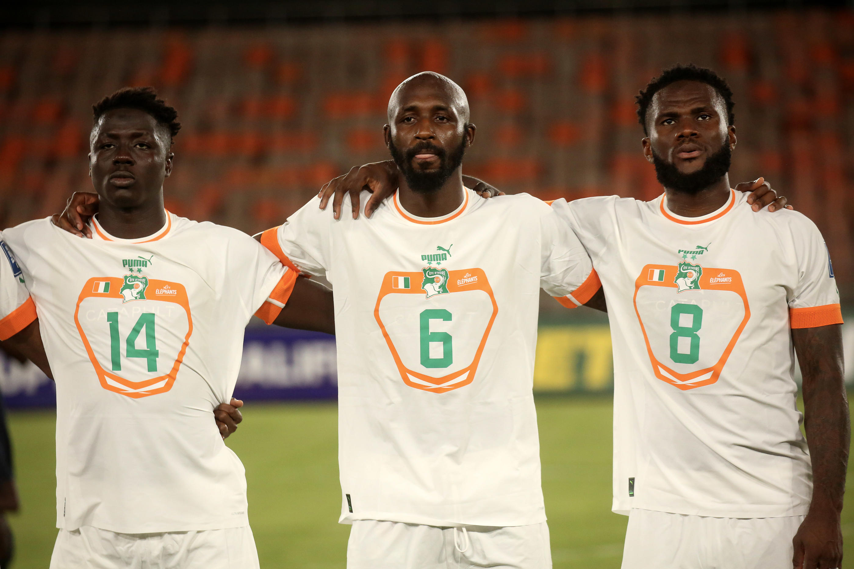 Les Éléphants ivoiriens (ici de gauche à droite Oumar Diakité, Seko Fofana et Franck Kessié) accueillent la Coupe d'Afrique des nations 2024. PA Images/Icon Sport