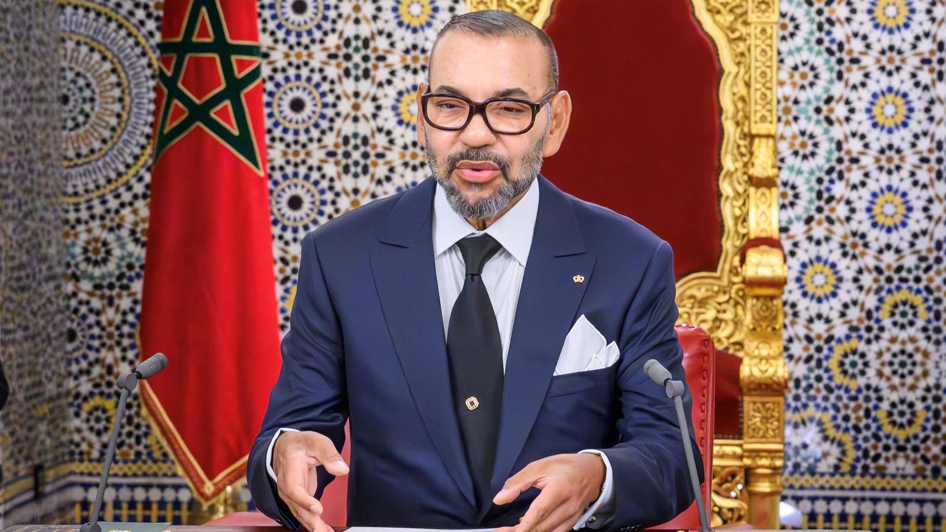 Dans cette allocution en date du 30 juillet dernier, Mohammed VI était apparu amaigri. AFP/Moroccan Agency Press