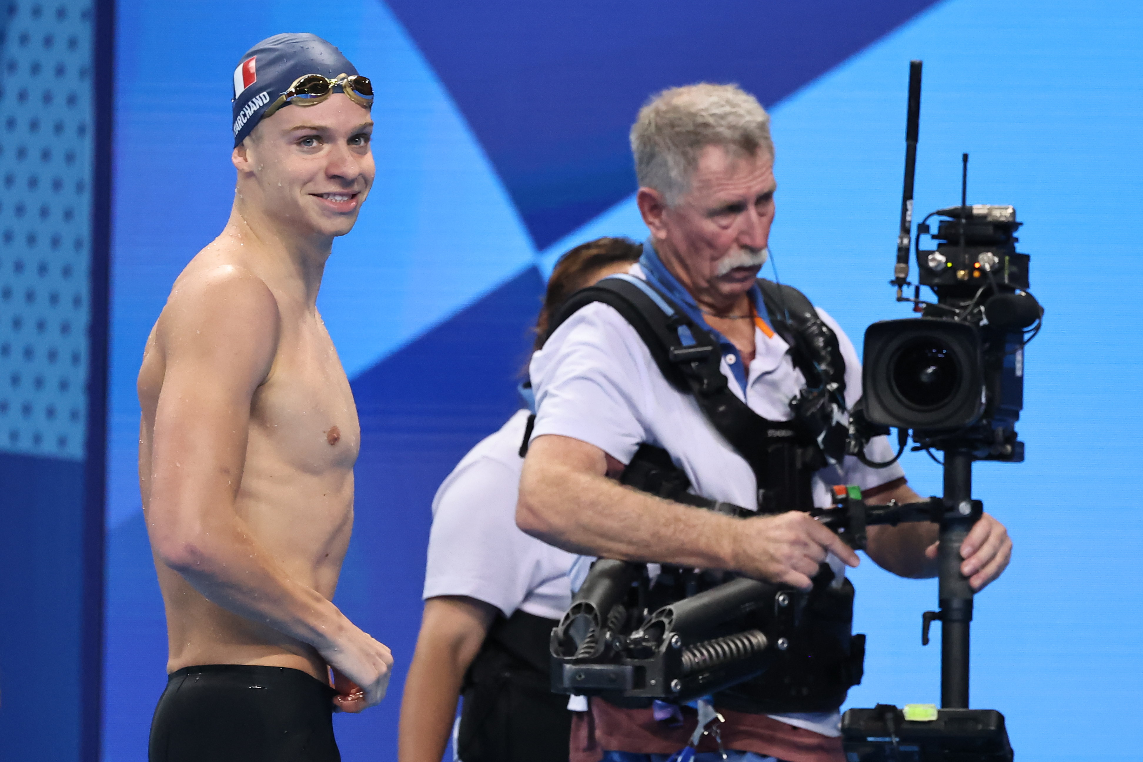 Léon Marchand après la demi-finale du 200m 4 nages hommes. LP/Fred Dugit