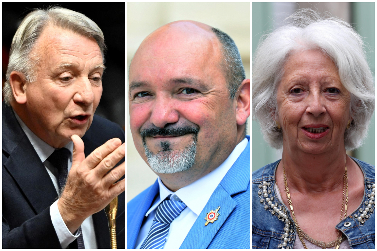 Les candidats aux législatives du Rassemblement national, Roger Chudeau, Frédéric Boccaletti et Maïtey Pouget relaient le discours anti-immigration du parti. AFP/Miguel Medina ; AFP/Alain Jocard ; SIPA/Alain Robert