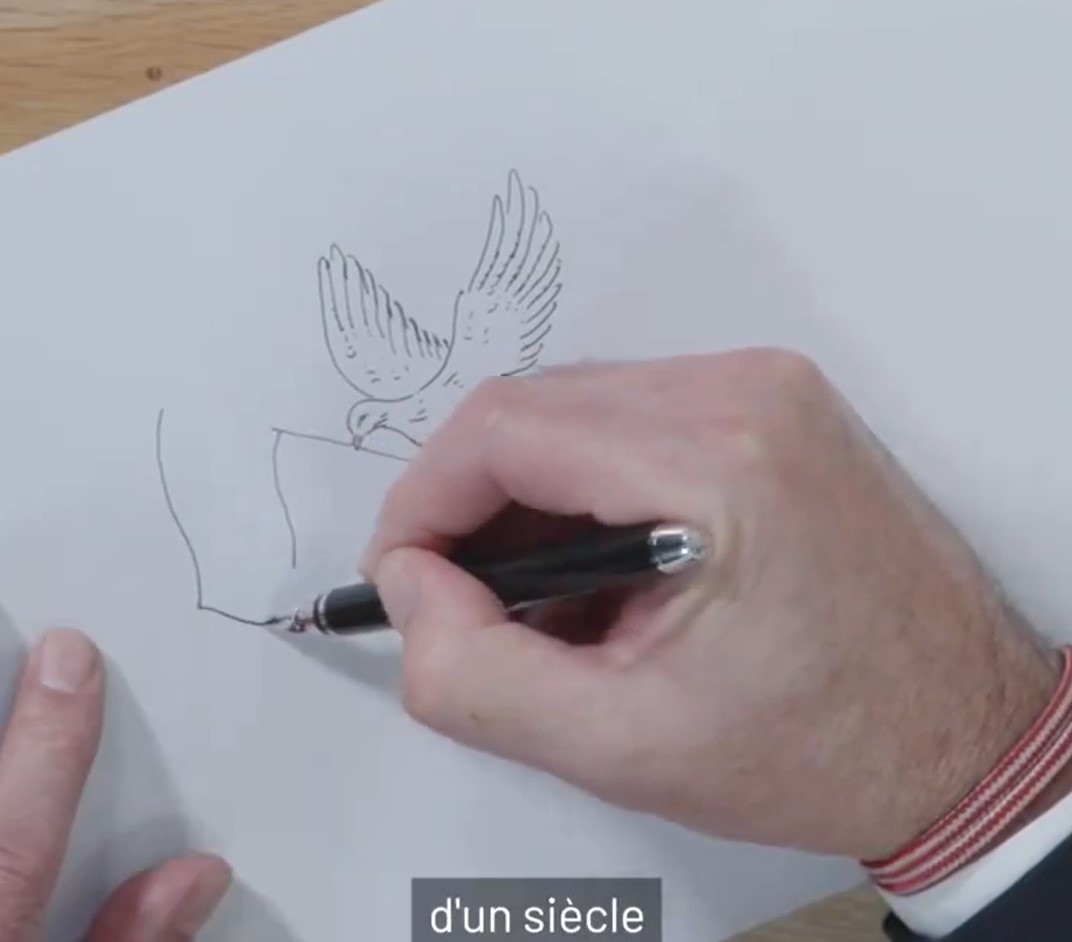 Dans une vidéo postée sur le réseau social X à quelques heures de la nouvelle année, le patron du PS Olivier Faure dessine une colombe portant le drapeau européen. Capture X @faureolivier