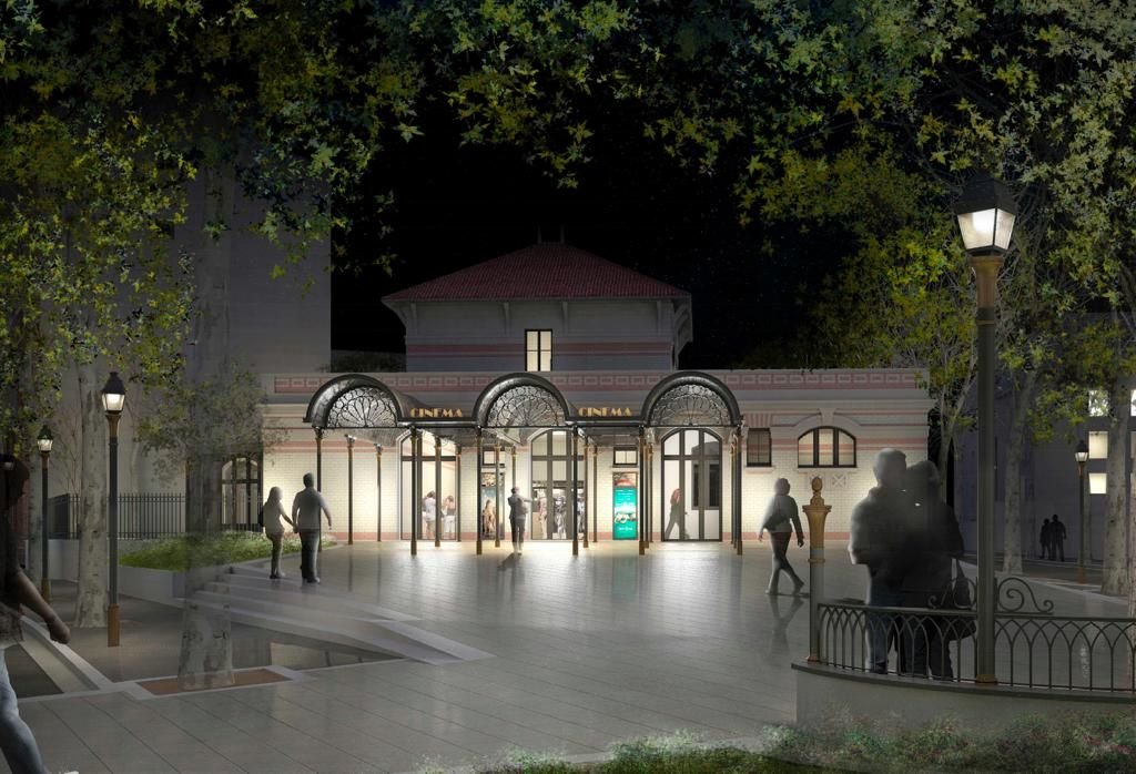 Visuel du futur cinéma de trois salles, dont l’accès se fera par les Bains-Douches, prévu pour ouvrir en 2026, dans le centre-ville de La Garenne-Colombes. DR
