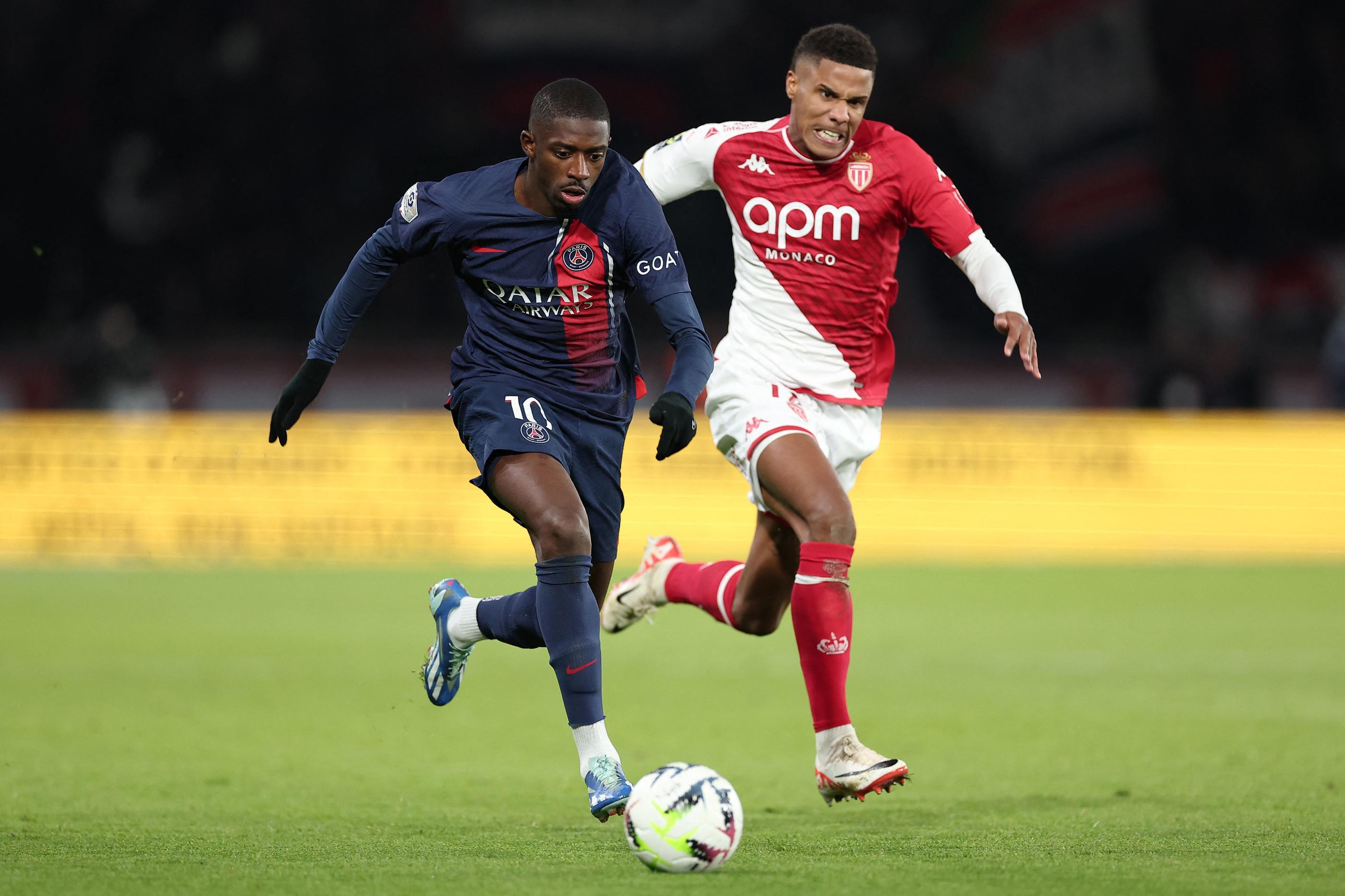Après avoir mis les défenseurs monégasques au supplice et marqué son premier but avec le PSG, Ousmane Dembélé veut confirmer en Ligue des champions. AFP/Franck Fife