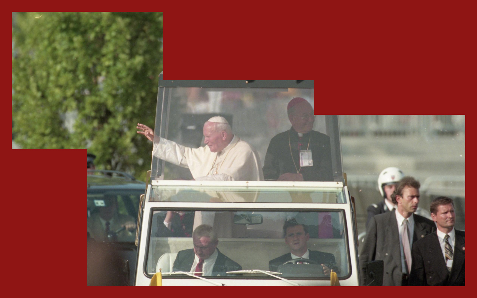 Le pape Jean Paul II acclamé dans les rues d'Evry (Essonne), le 22 aout 1997. Illustration DA Le Parisien-LP