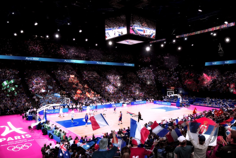 <p>L'Arena de Bercy en configuration basketball.</p>