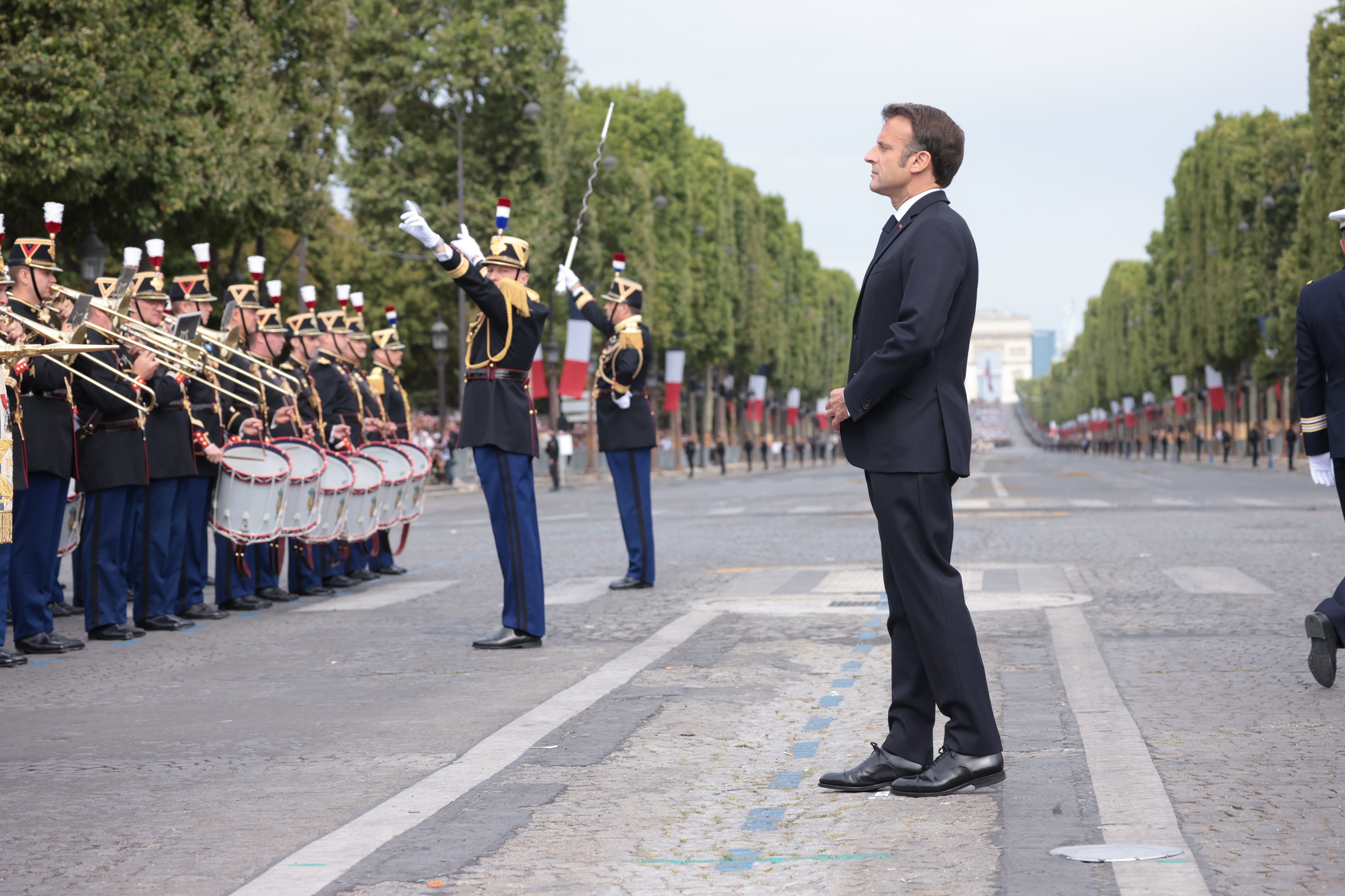 «Le défilé va incarner la continuité de l’État, dans un moment fait d’incertitudes», juge-t-on dans l'entourage du président Emmanuel Macron (ici le 14 juillet 2023). LP/Olivier Arandel