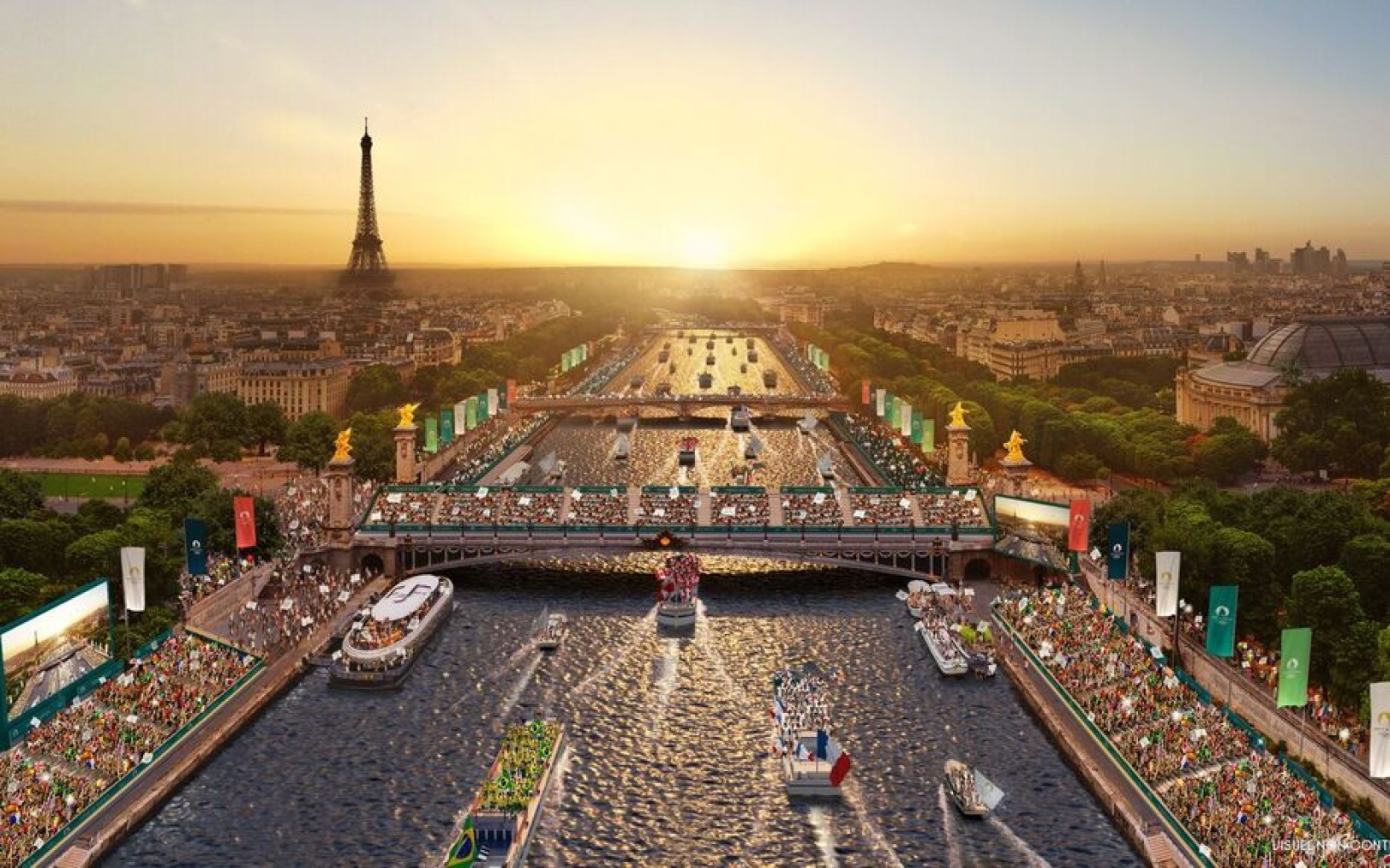 La cérémonie d’ouverture des Jeux olympiques doit se tenir sur la Seine, entre le pont d’Austerlitz et le Trocadéro. Paris 2024/Florian Hulleu