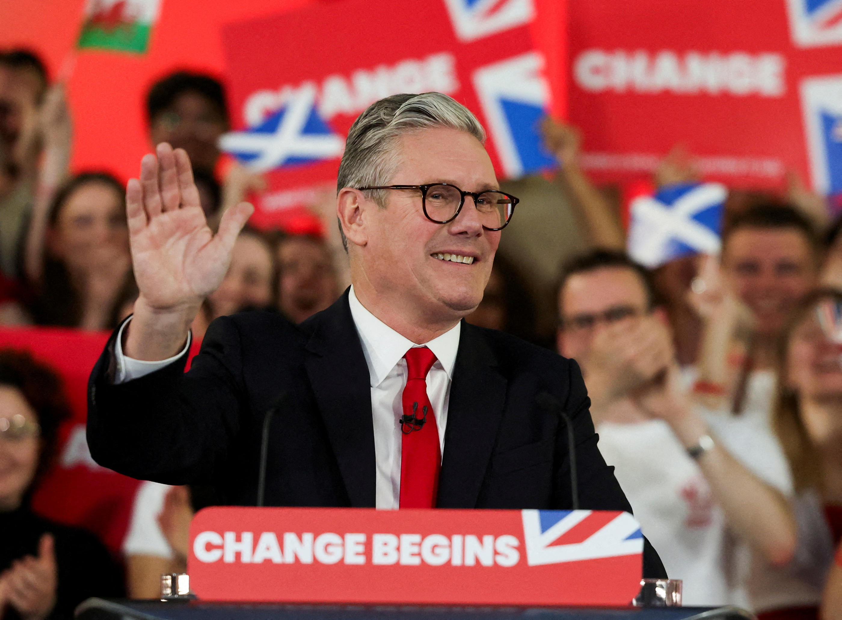 Keir Starmer, leader du parti Travailliste et nouveau Premier ministre, le 5 juillet 2024 à Londres. REUTERS/Suzanne Plunkett