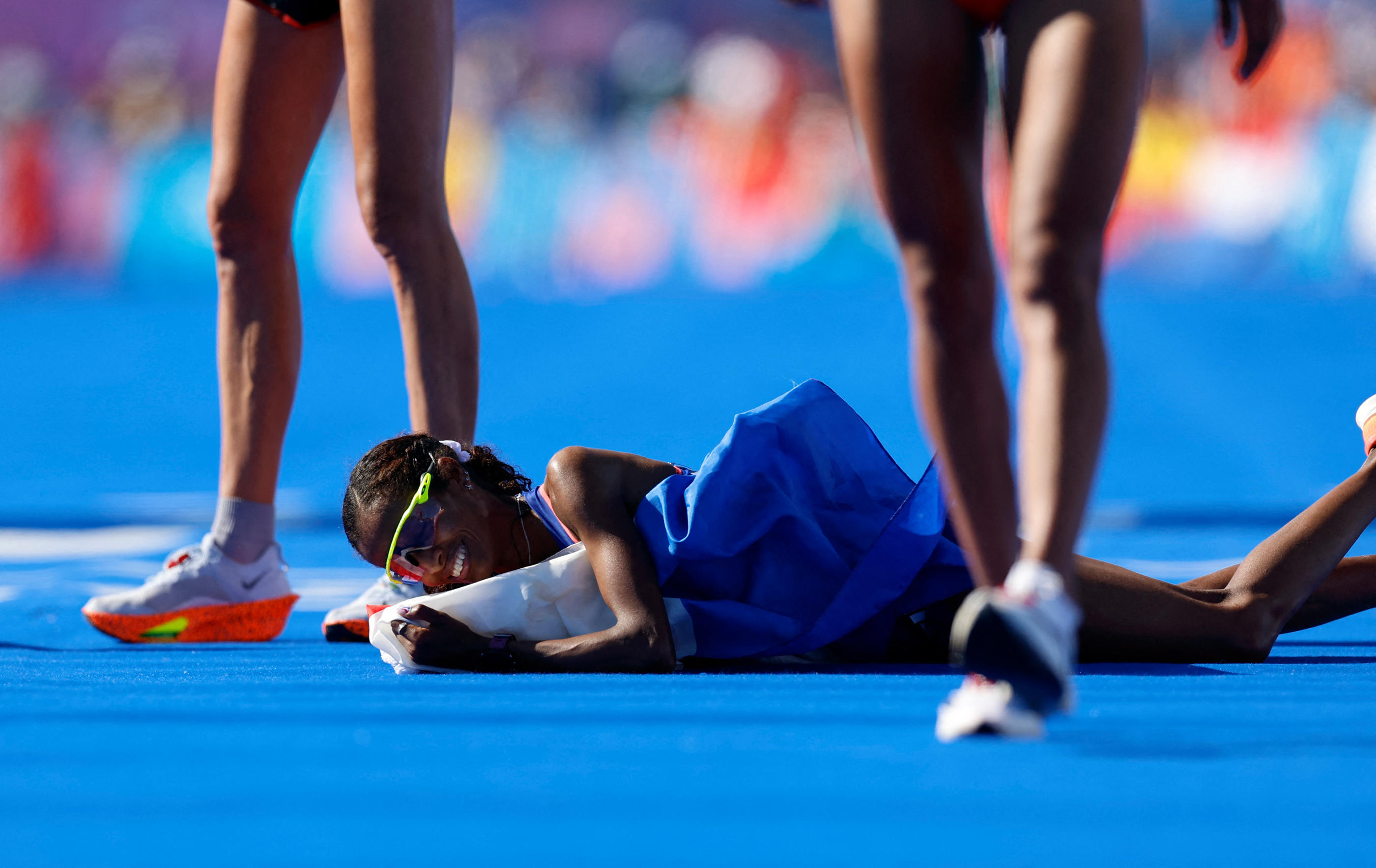 Mekdes Woldu a terminé à la vingtième place du marathon des Jeux de Paris ce dimanche matin. REUTERS/Lisa Leutner