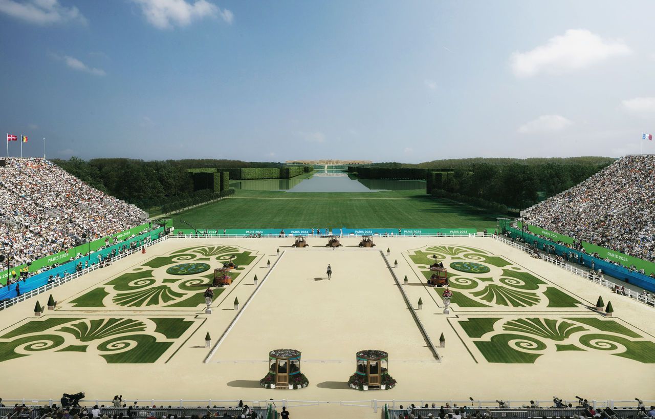 <b></b> Le château de Versailles accueillera les épreuves équestres sur une esplanade spécialement conçue pour l’occasion. 