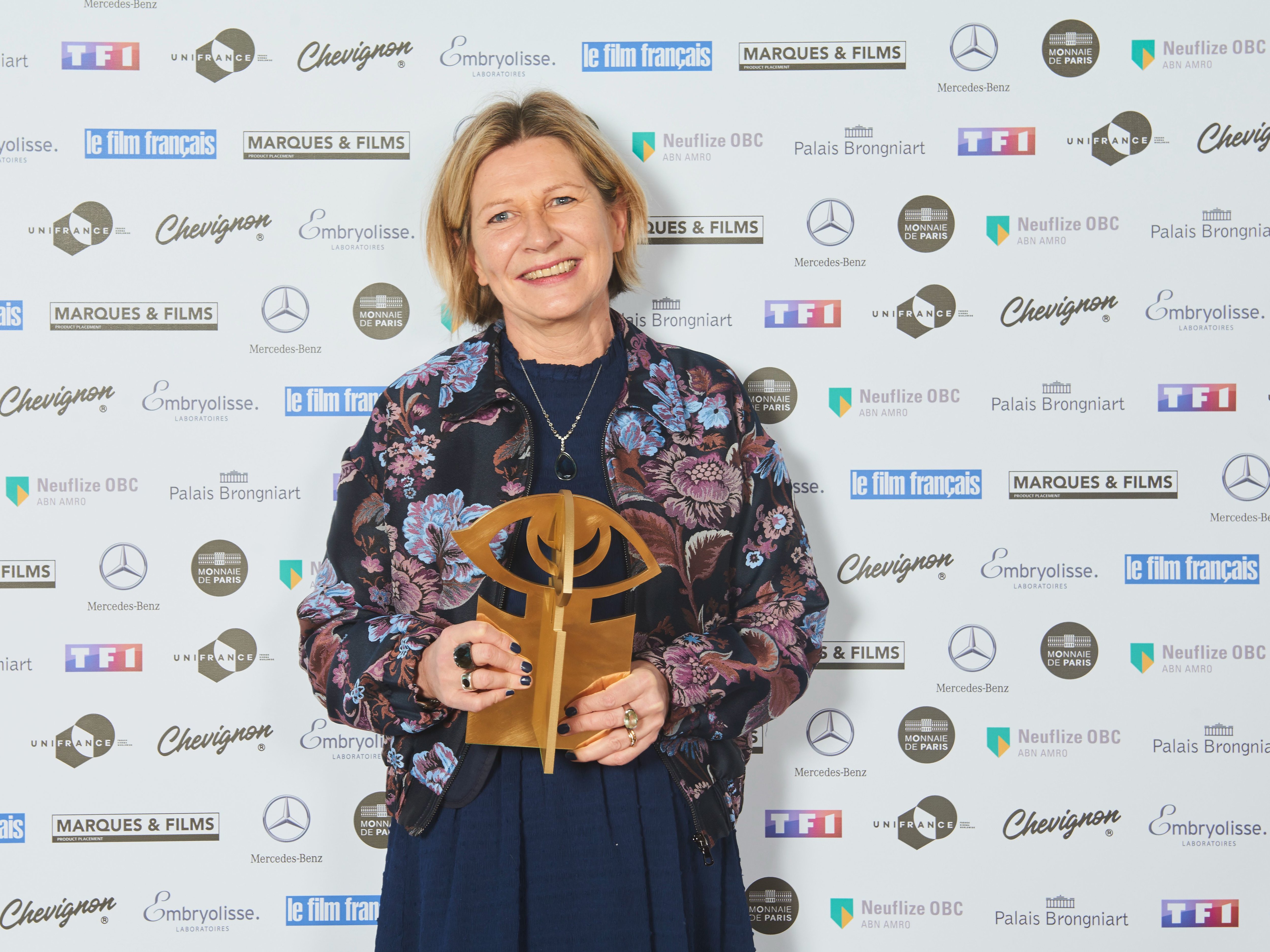 Christine Beauchemin-Flot, lors de la remise du Trophée de l’Exploitante de l’Année par le magazine « Le Film Français », en 2019. DR
