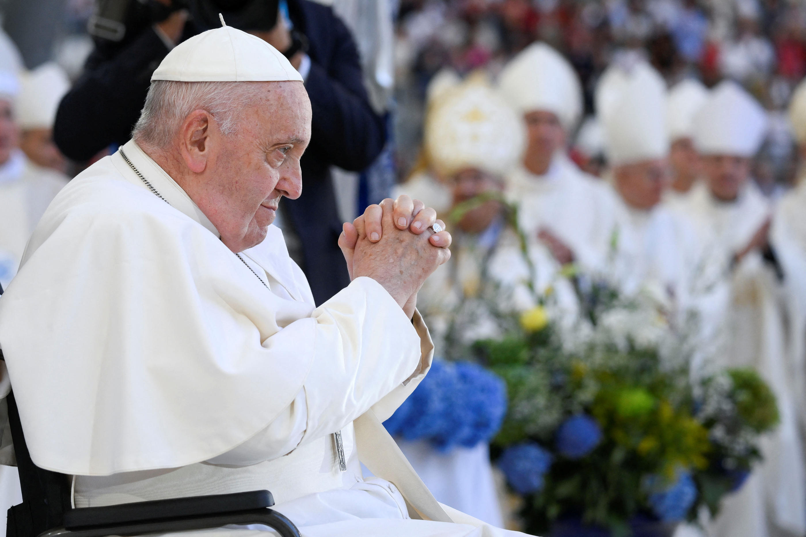 Le Pape François avait célébré une messe au Vélodrome de Marseille devant plus de 60 000 fidèles. Vatican Media/Handout via REUTERS