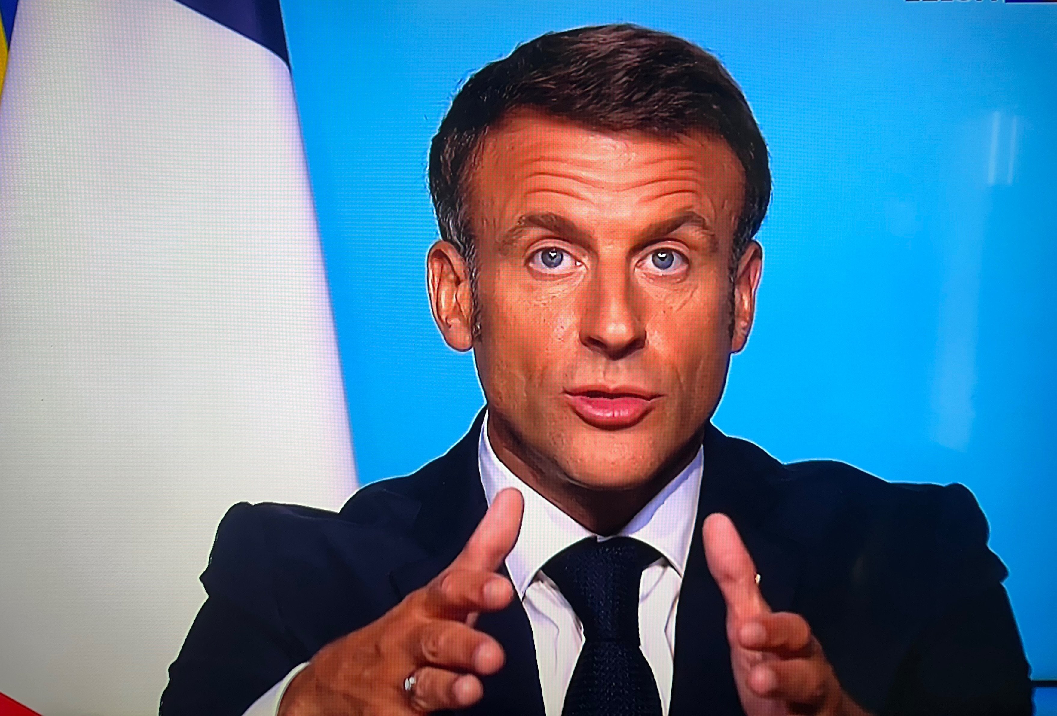 Intervention à la télévision d’Emmanuel Macron président de la république télévision JT de TF1. (Illustration) LP/ Aurélie Audureau