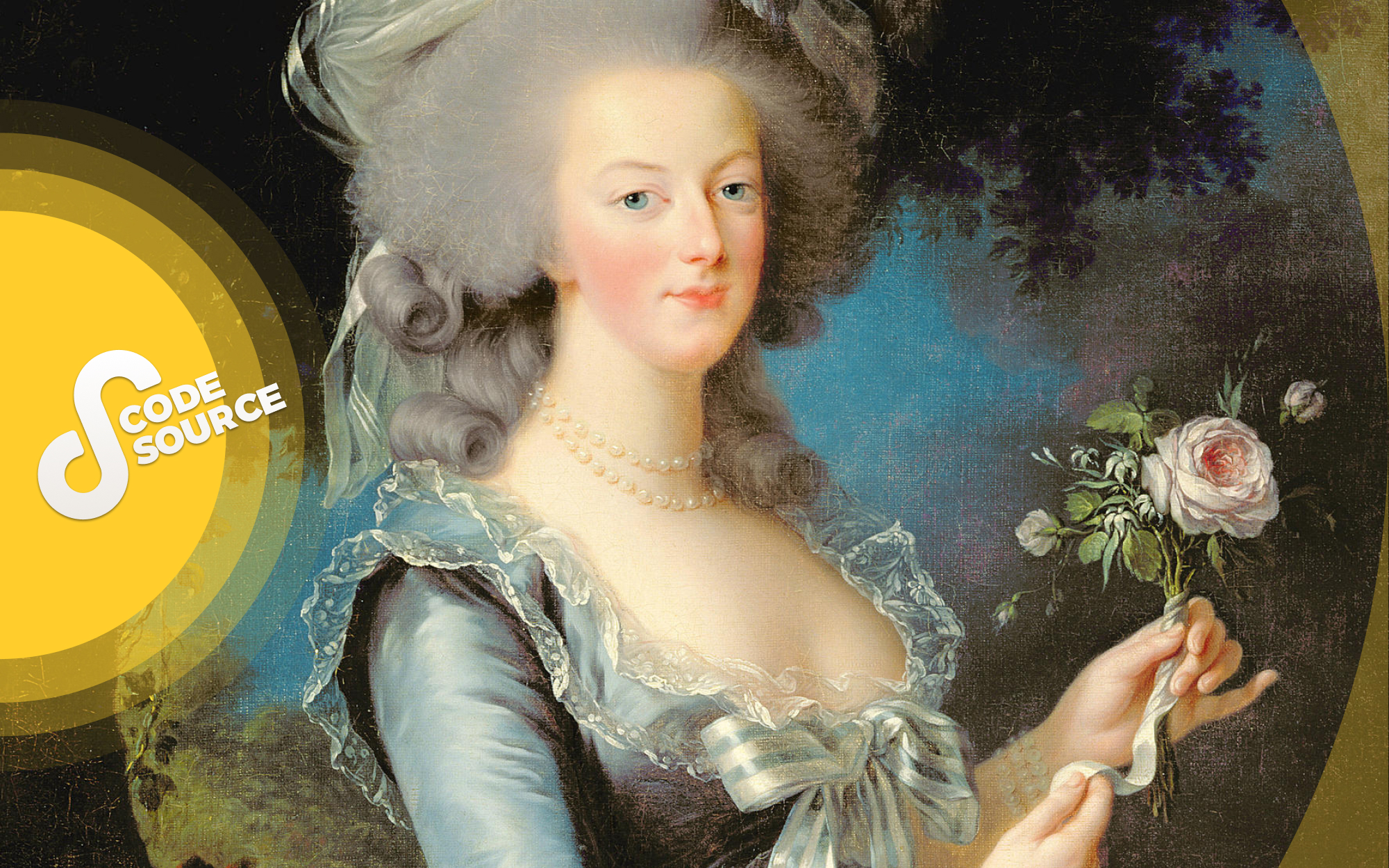 Peinture de Marie-Antoinette avec une rose, en 1783 par Vigée-Lebrun, Elisabeth Louise. Bridgeman images.