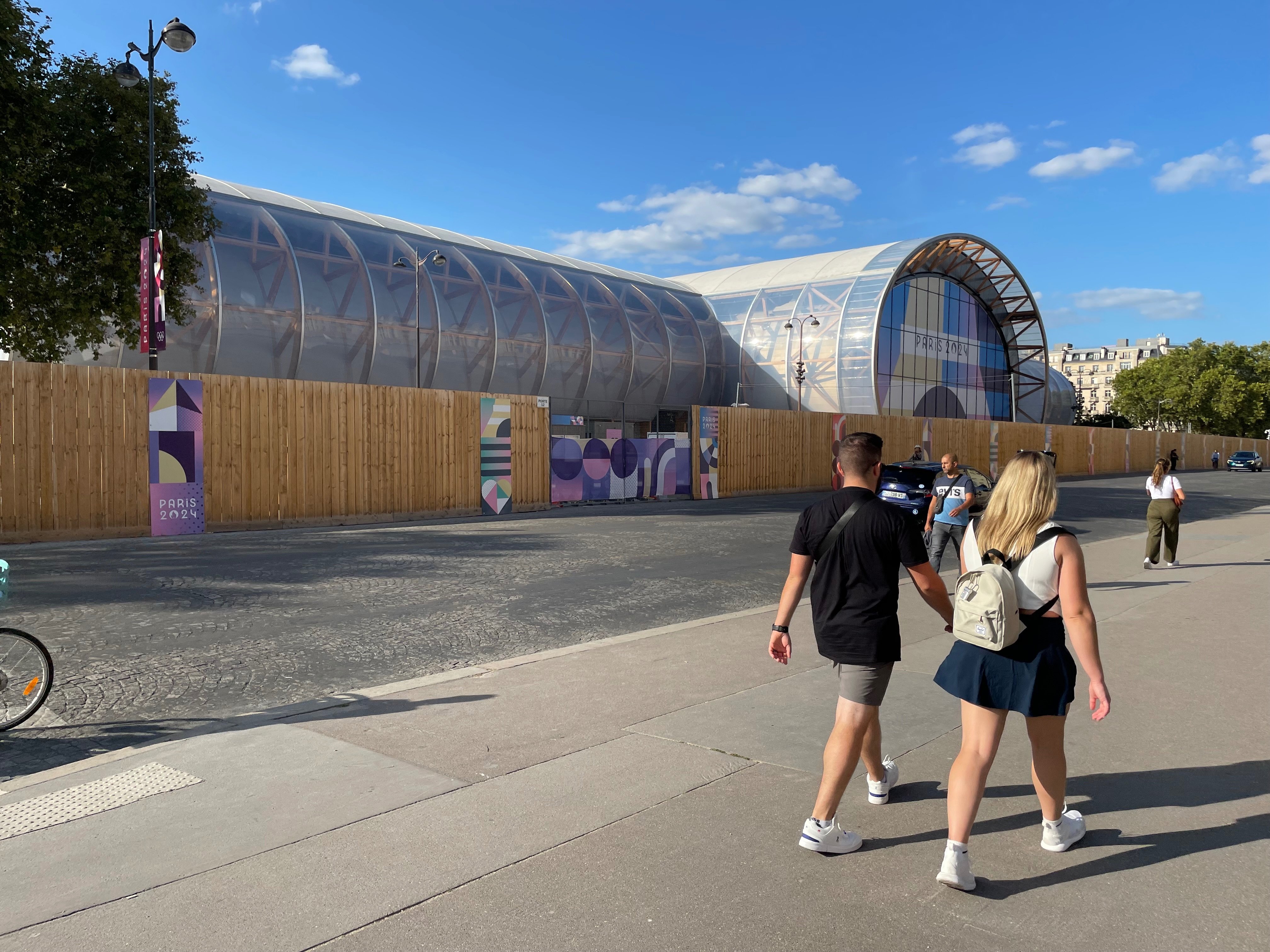 Paris (VIIe), le 27 août. D’une emprise au sol de 10 000 mètres carrés, le Grand Palais éphémère occupe 11% du Champ de Mars. LP/Christine Henry