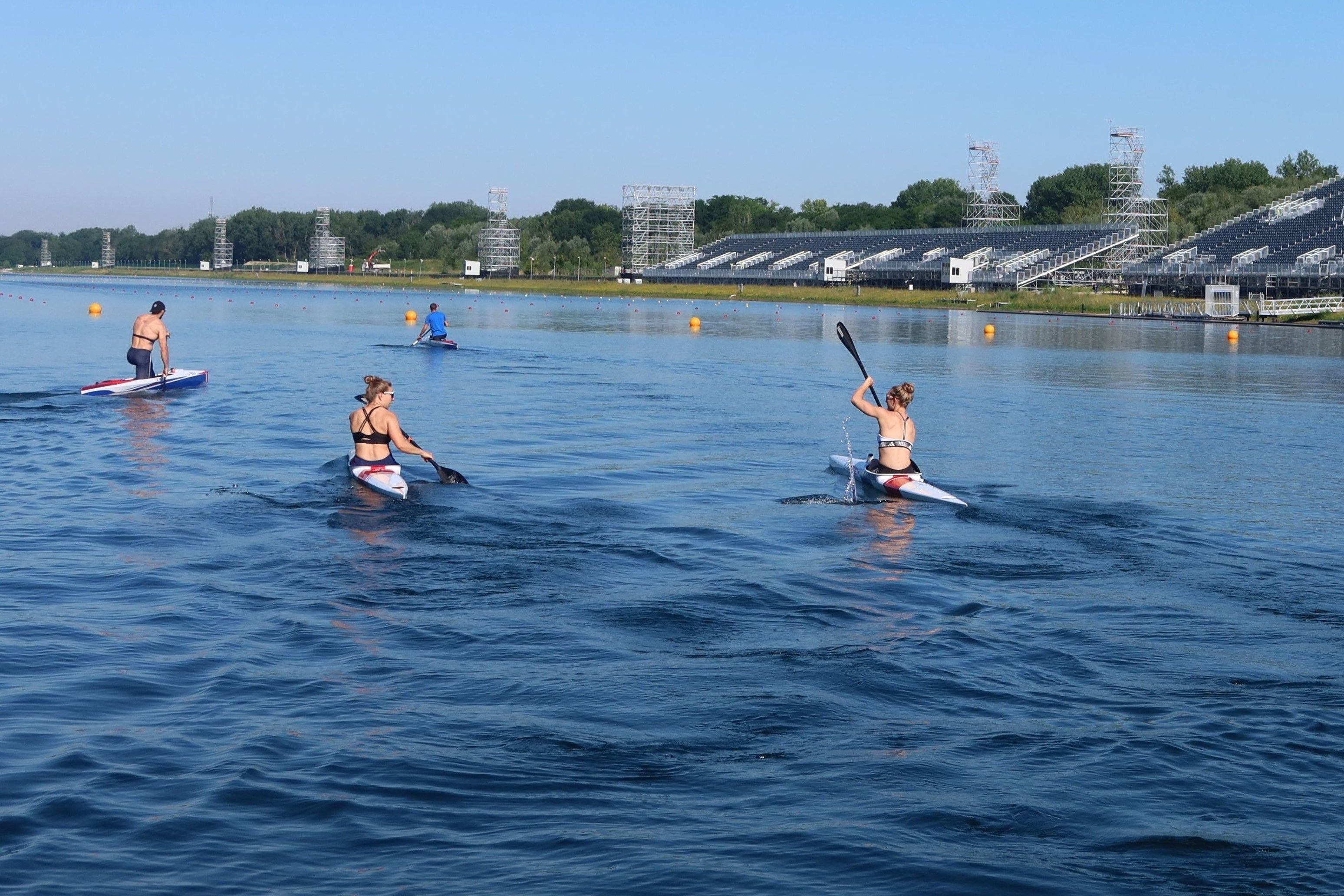 Vaires-sur-Marne (Seine-et-Marne), le 24 juin. Le stade nautique olympique, où seront déjà organisées les épreuves de canoë et d'aviron, est désigné comme plan B pour accueillir celles de natation marathon en eau libre les 8 et 9 août. LP/S.B.