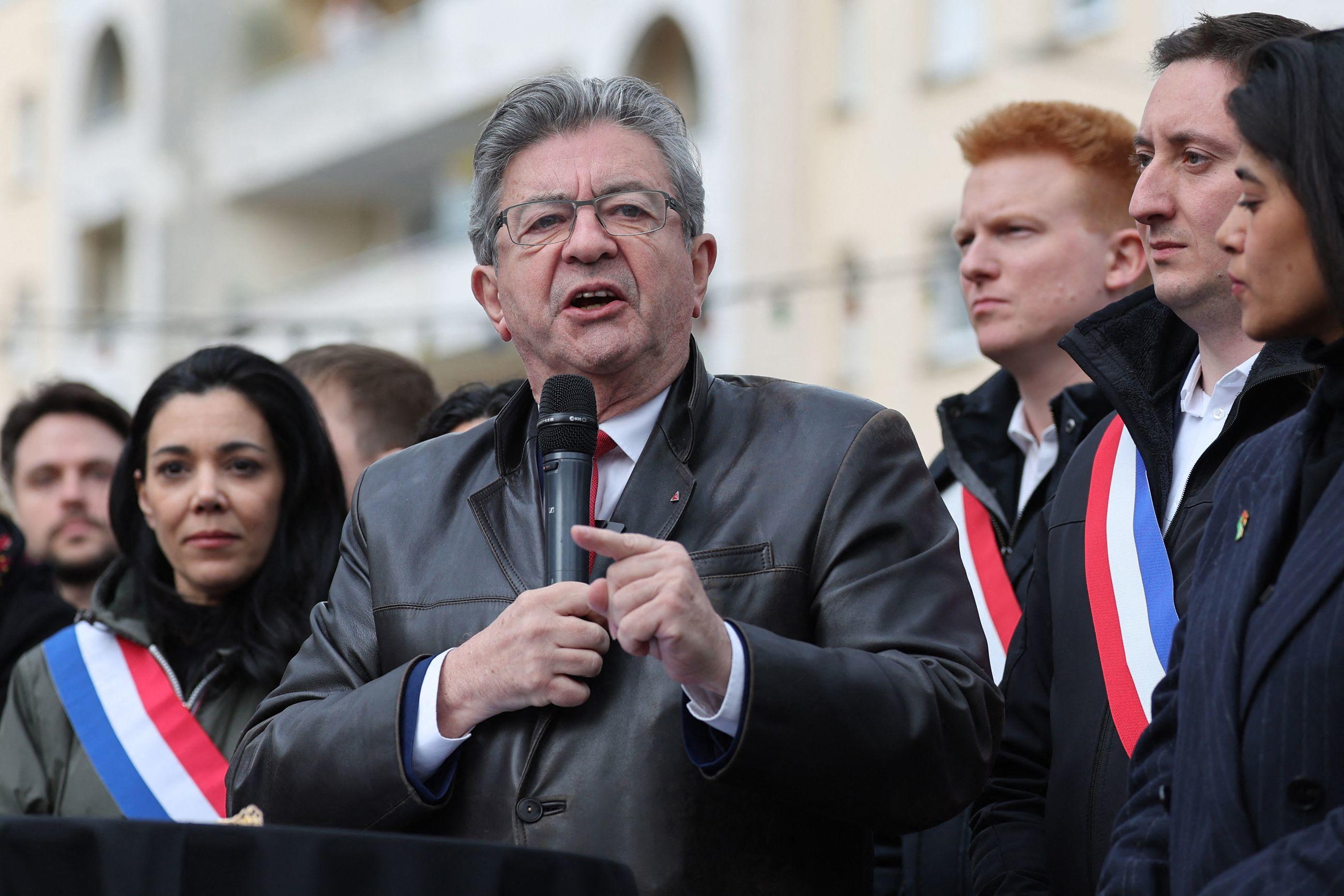Jean-Luc Mélenchon, ici à Lille le 18 avril, intervient beaucoup dans la campagne européenne des Insoumis. AFP/François Lo Presti