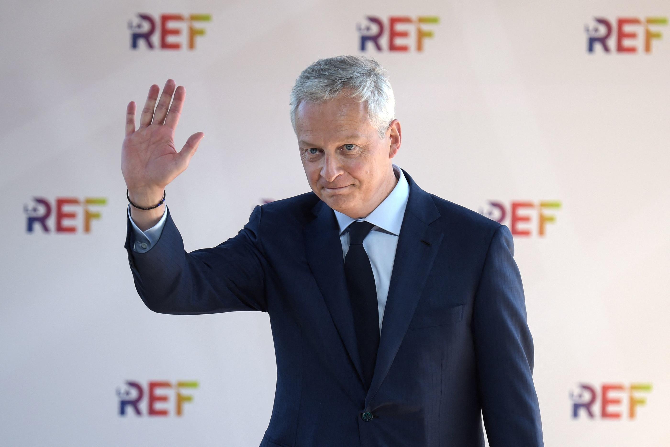 Le ministre de l'Économie, Bruno Le Maire, s'est exprimé ce mercredi lors de la Rencontre des entrepreneurs de France du Medef. AFP/Éric Piermont